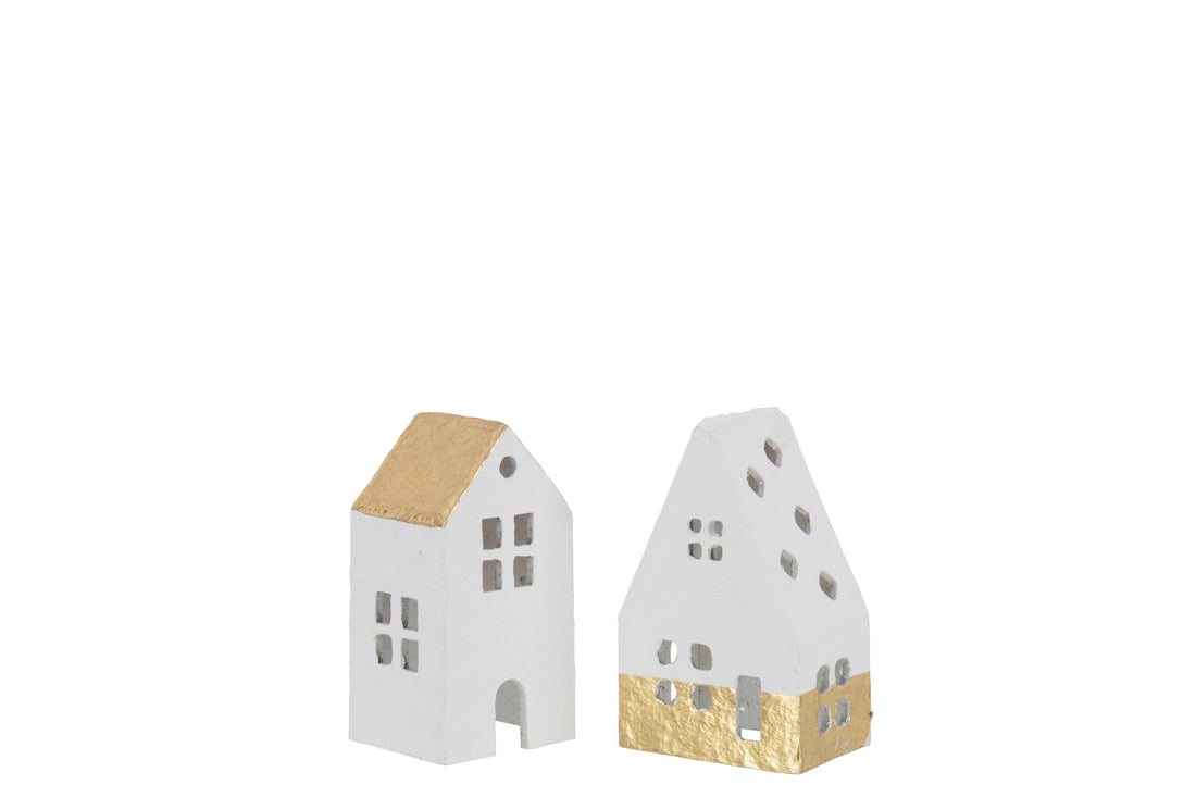 Huis Katoen Mache Wit Met Goud Kleine Assortiment Van 2