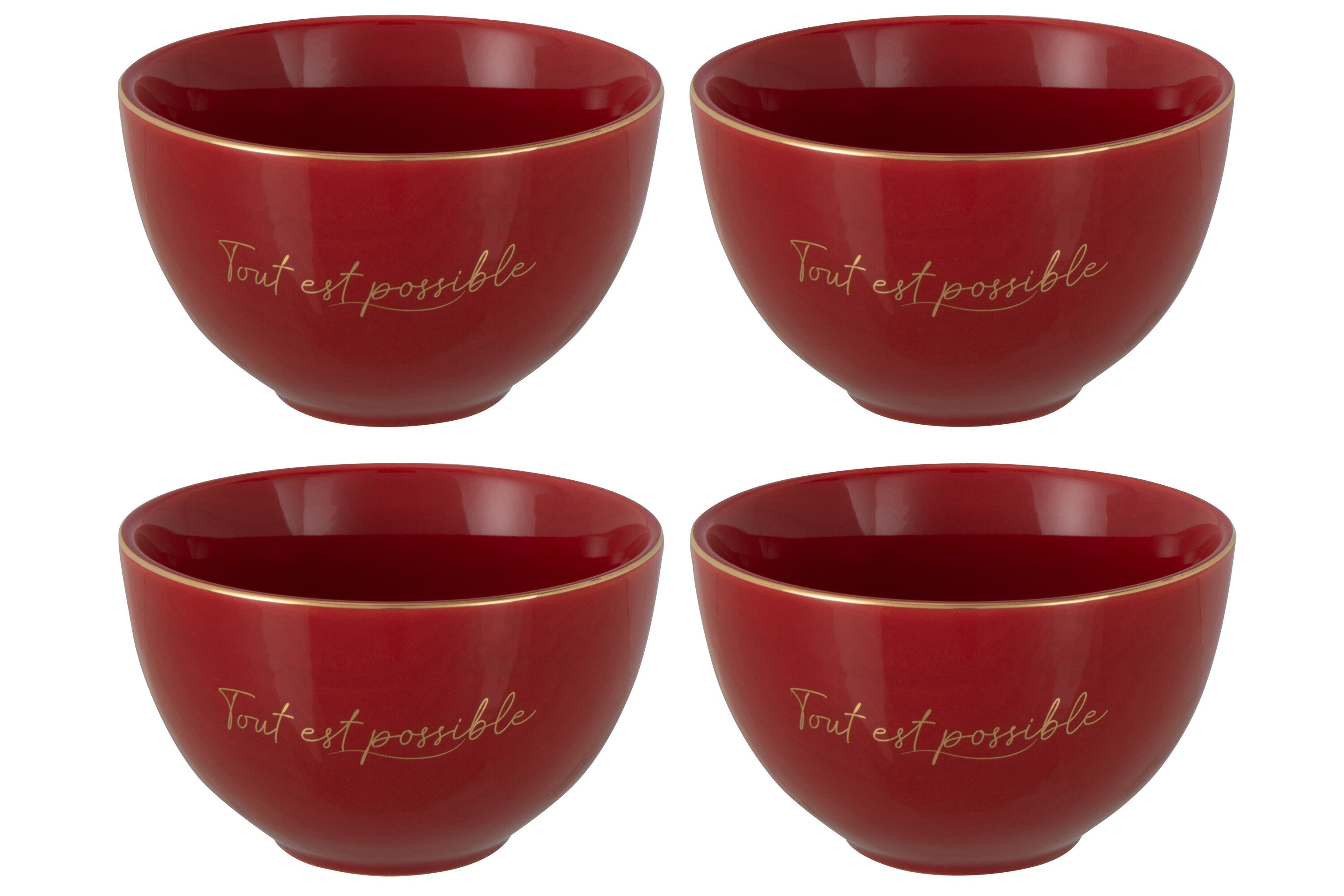 J-Line Tout Est Possible kom - porselein - rood - 4x
