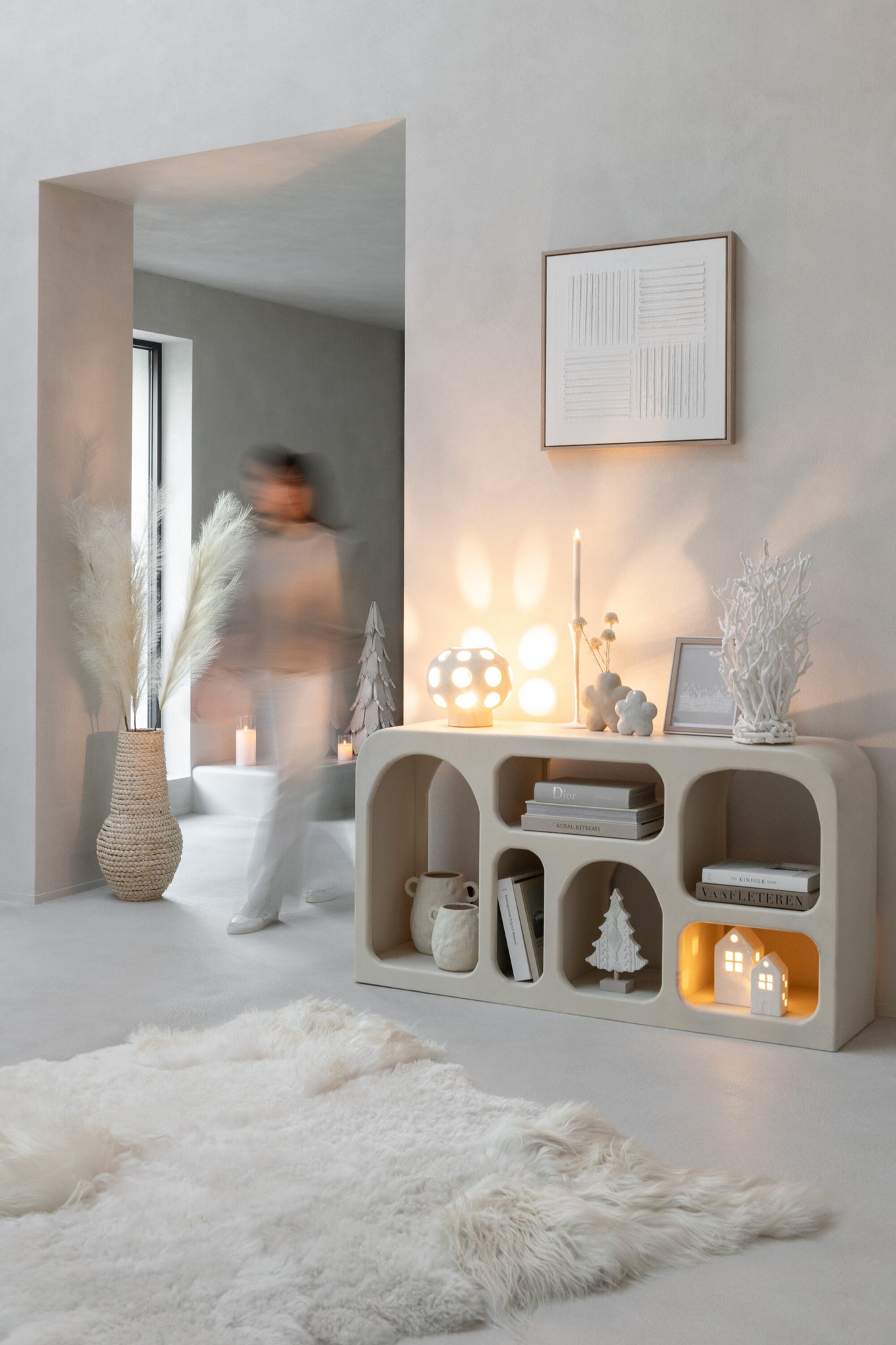 Vaas Bloem Porselein Wit/Beige Groot Assortiment Van 2