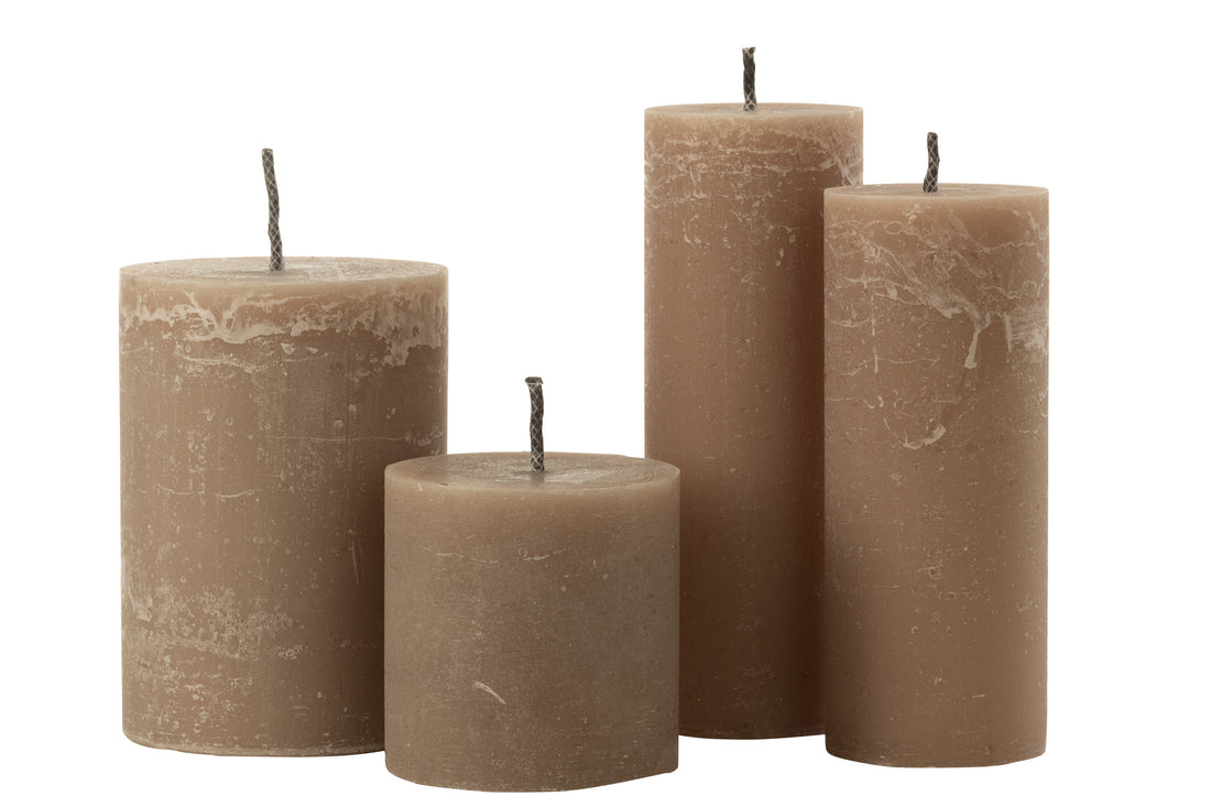 J-Line Buitenkaars Pilaar Paraffine Taupe Extra Large-50Uren