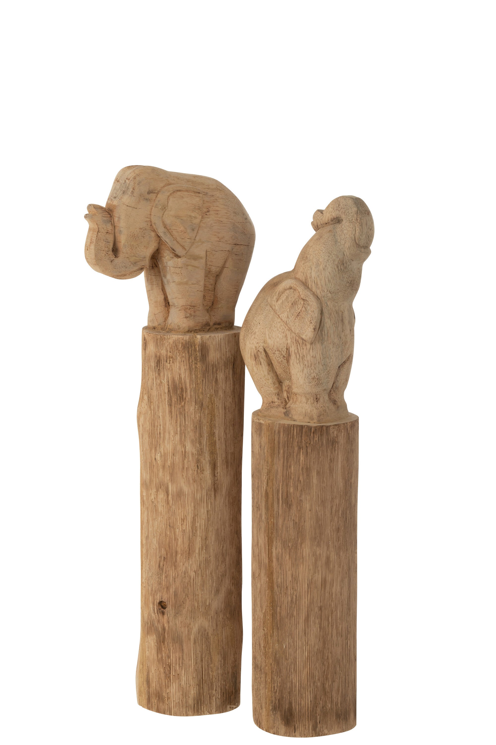 J-Line Decoratie Olifant Op Boomstam Mangohout Large