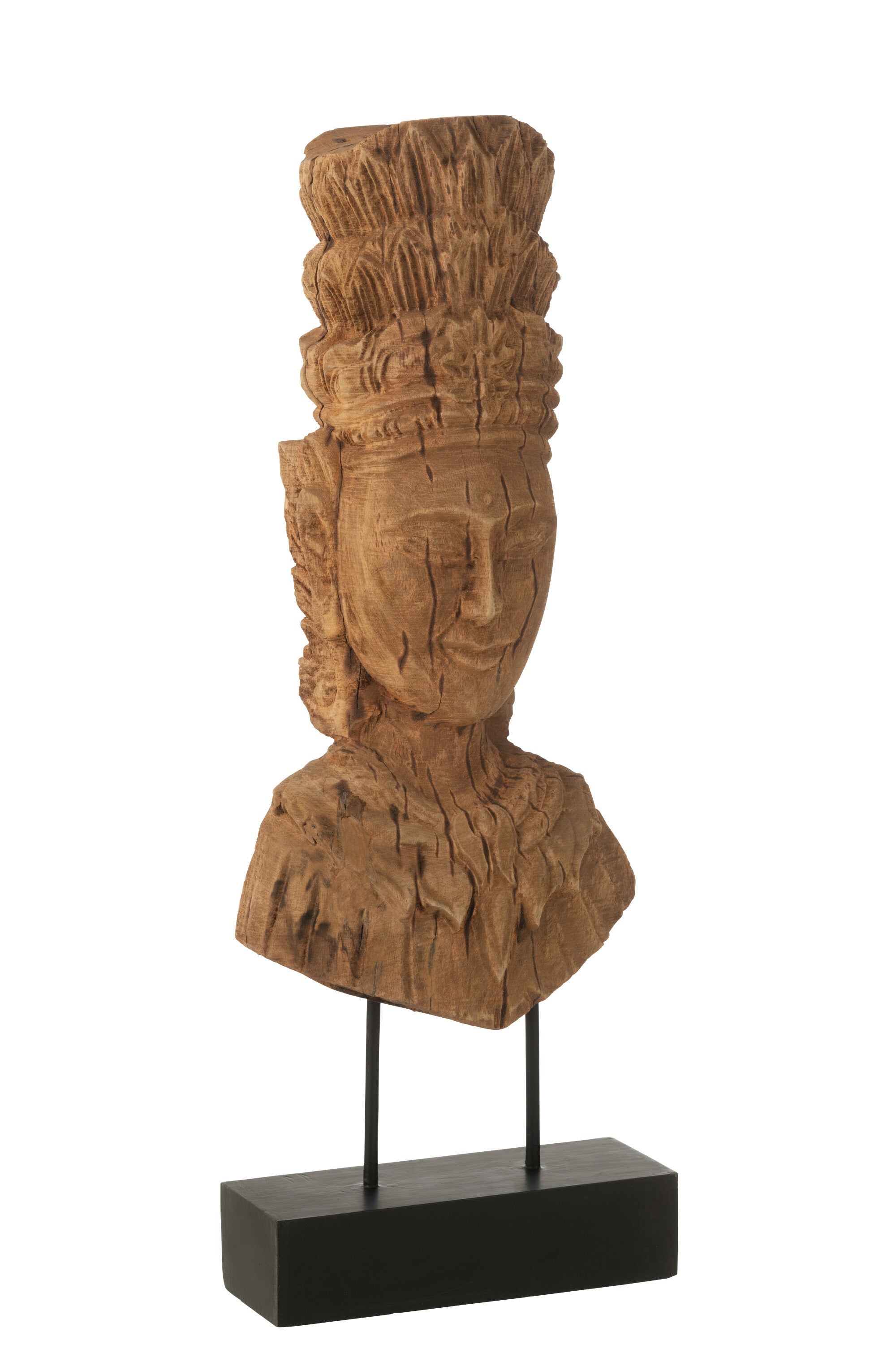 J-Line decorartie Buste Vrouw Op Sokkel - hout - naturel