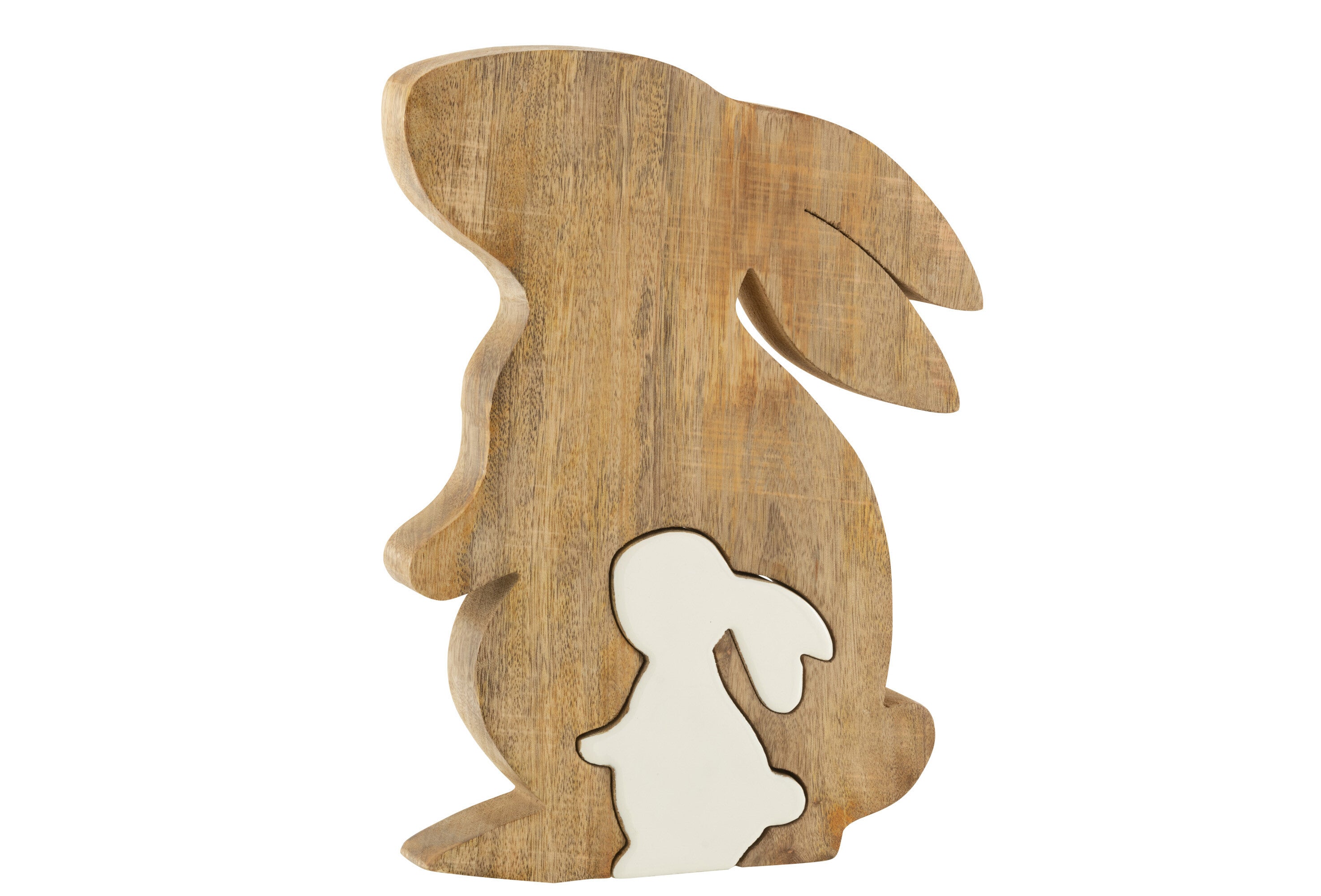 J-Line decoratie Konijn Profiel Silhouet - hout - wit/naturel - large