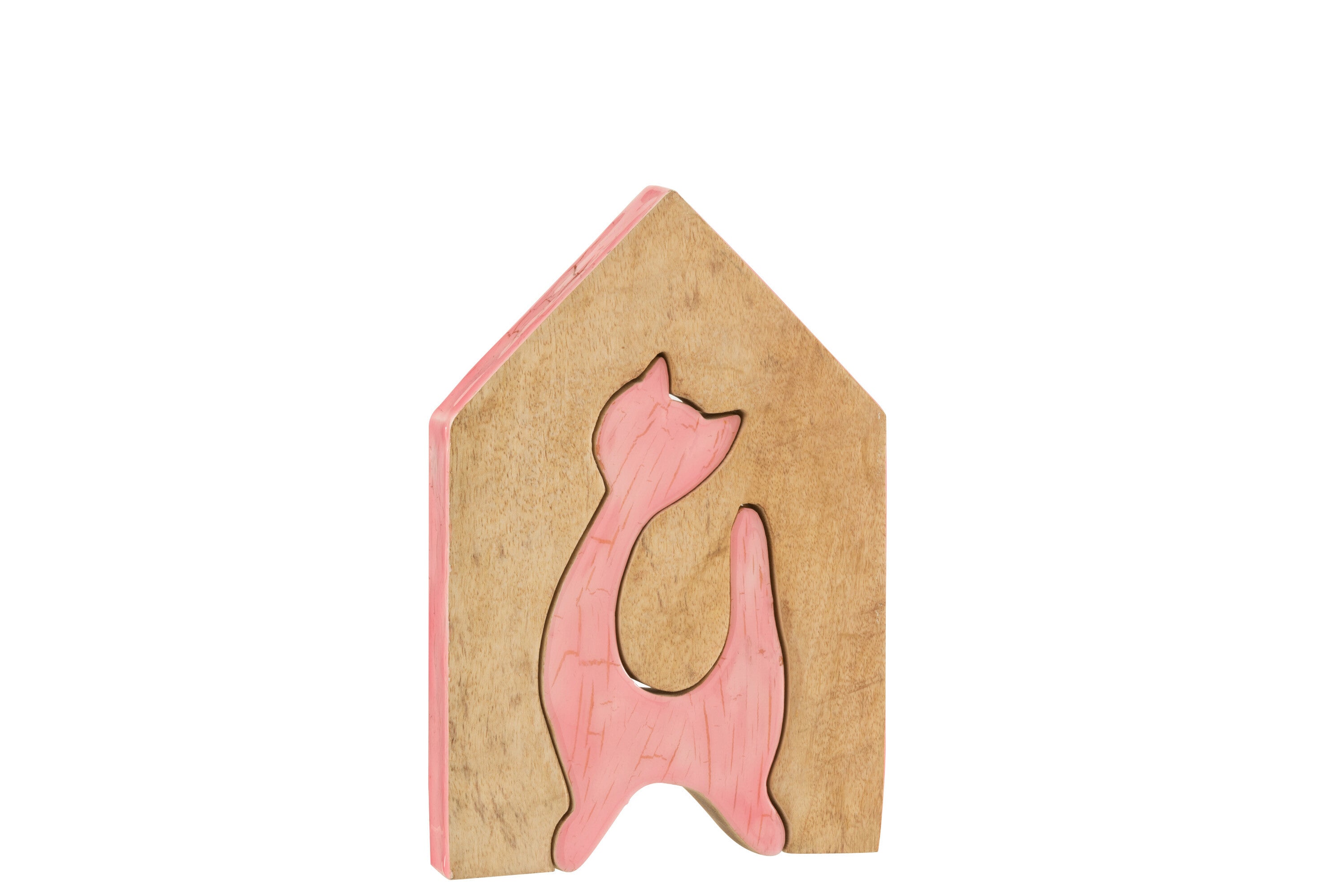 J-Line Huis Kat Mangohout Roze/Nat Large