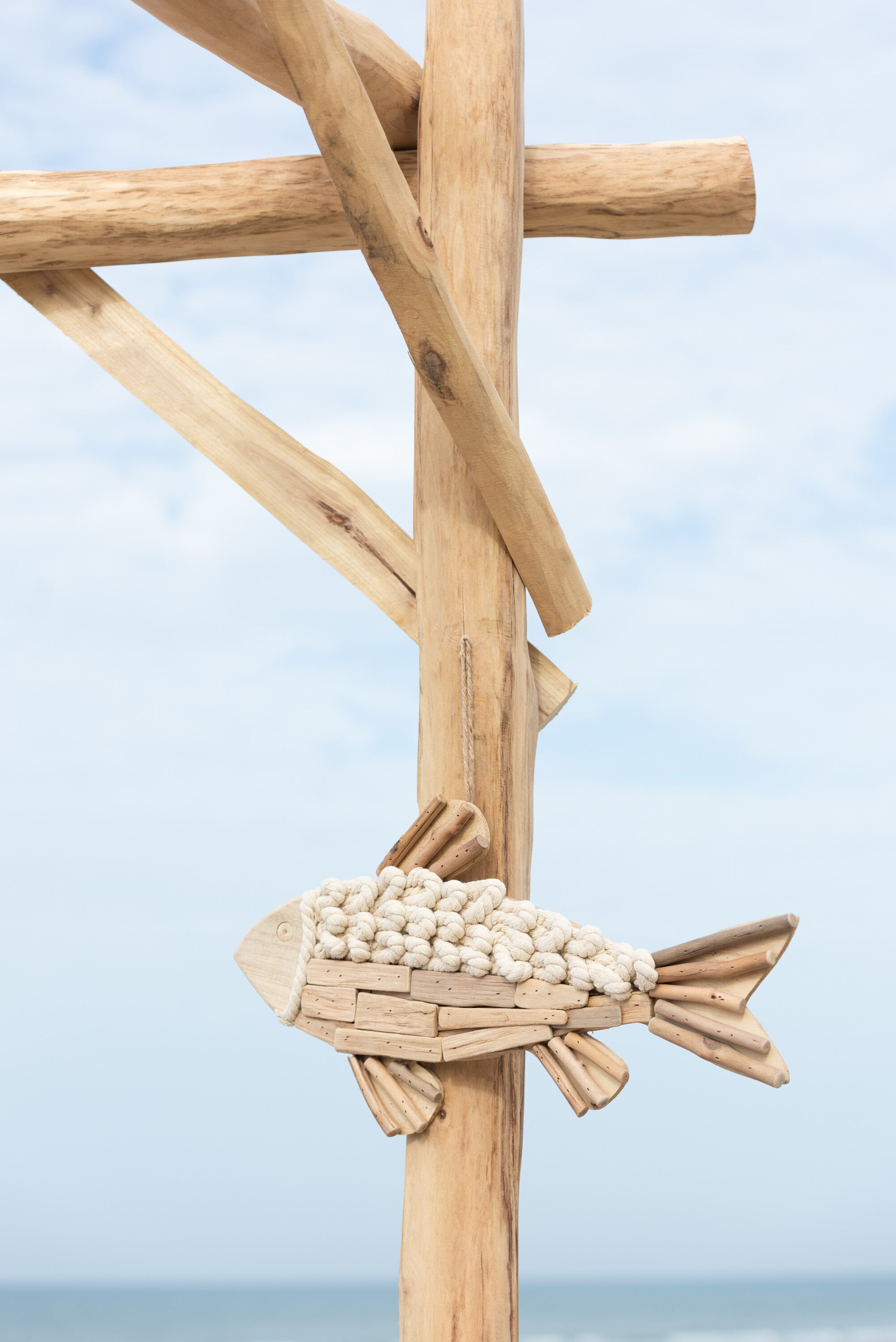 Hanger Vis Hout Natuurlijk Groot