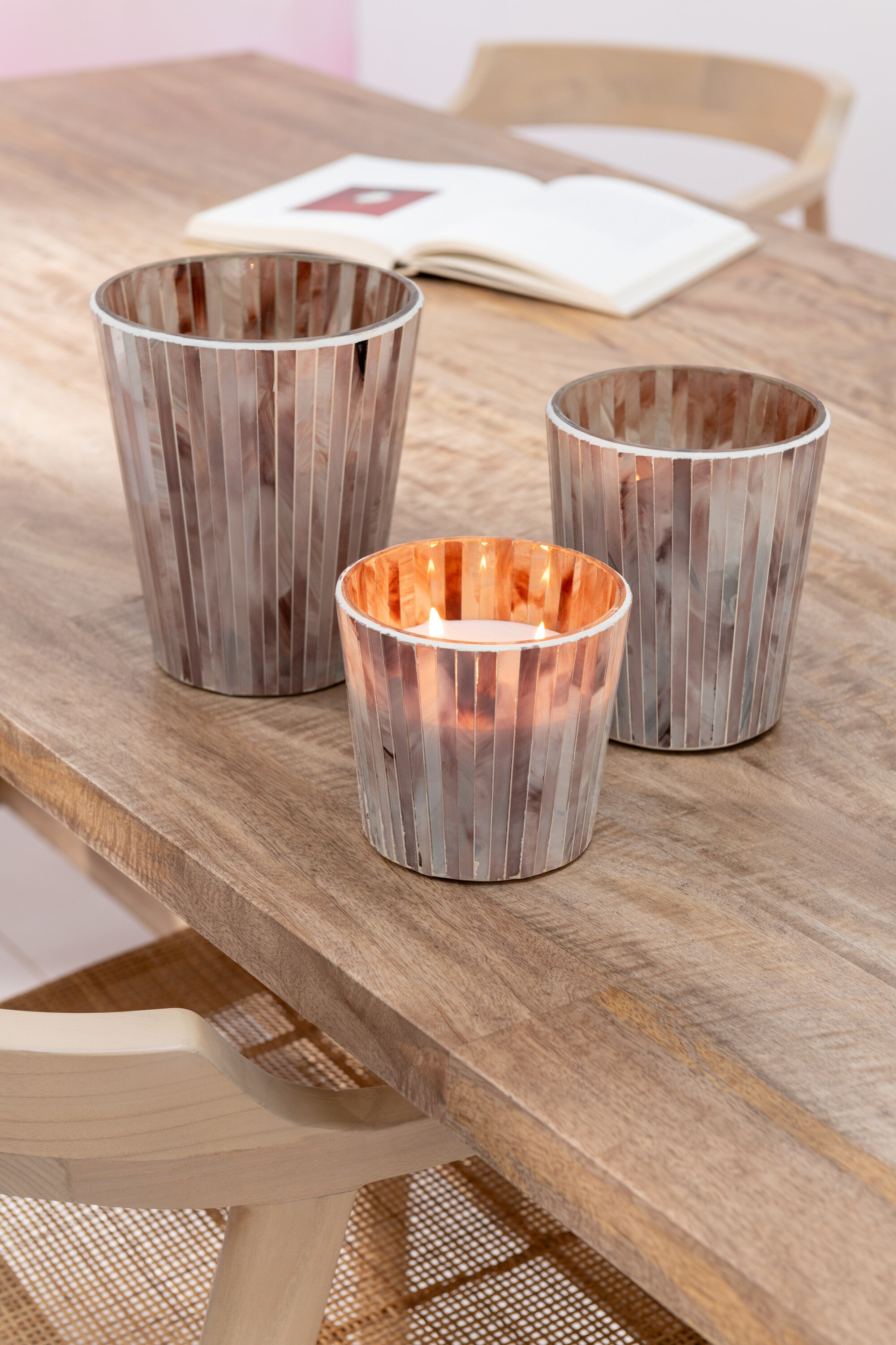 J-Line geurkaars Noa Tender Rose - roze - large - 75U