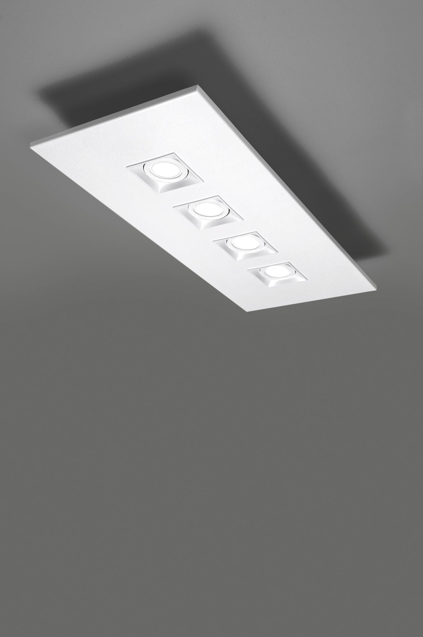Polifemo rechthoekige plafondlamp GU10 4-lichts gestructureerd wit