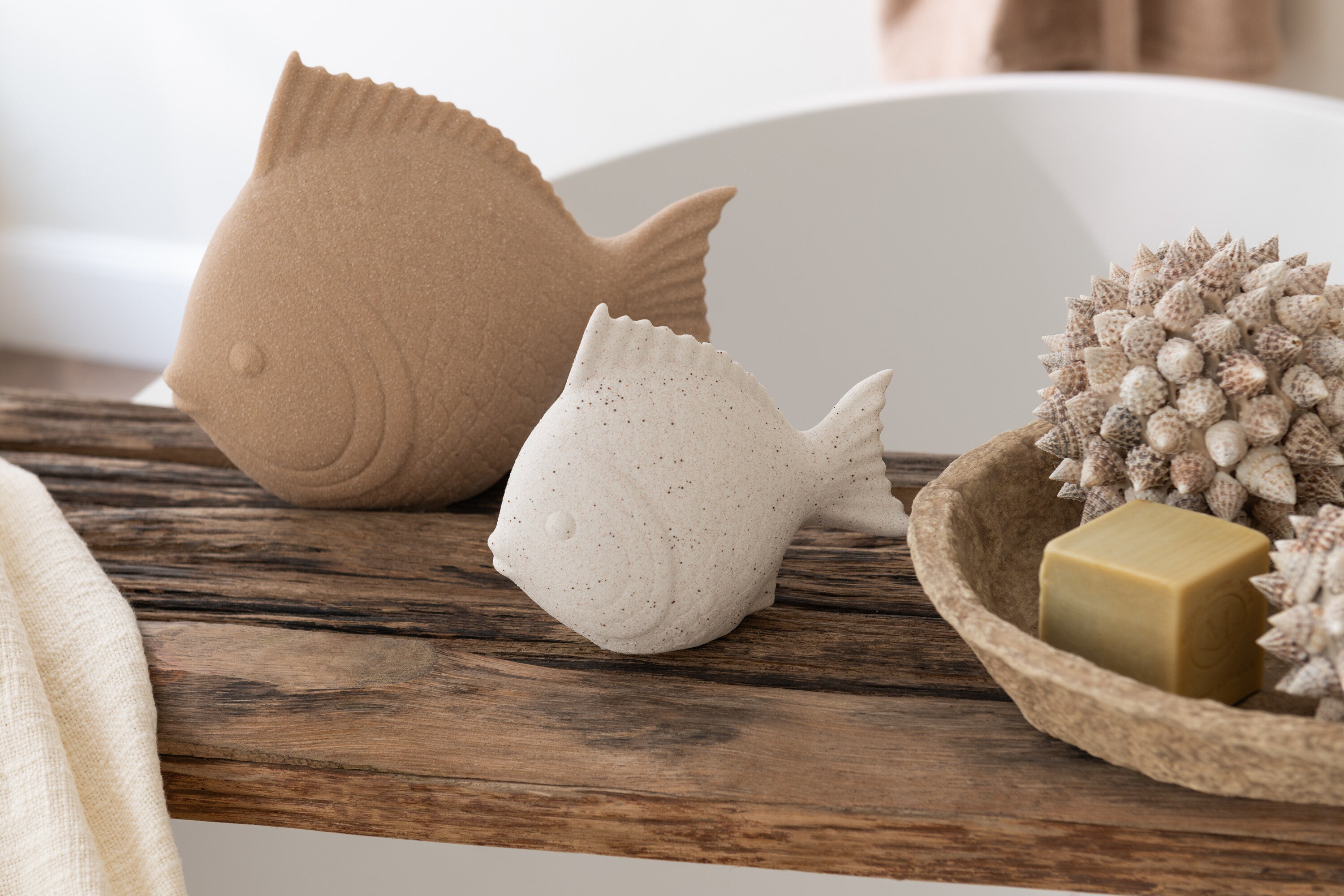 Vis Details Zand Glazuur Porselein Wit Small