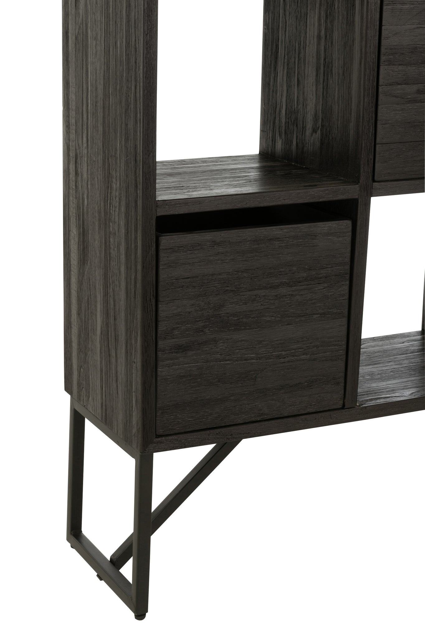 J-Line Kast Met Lades Gerecycleerd Teak Zwart
