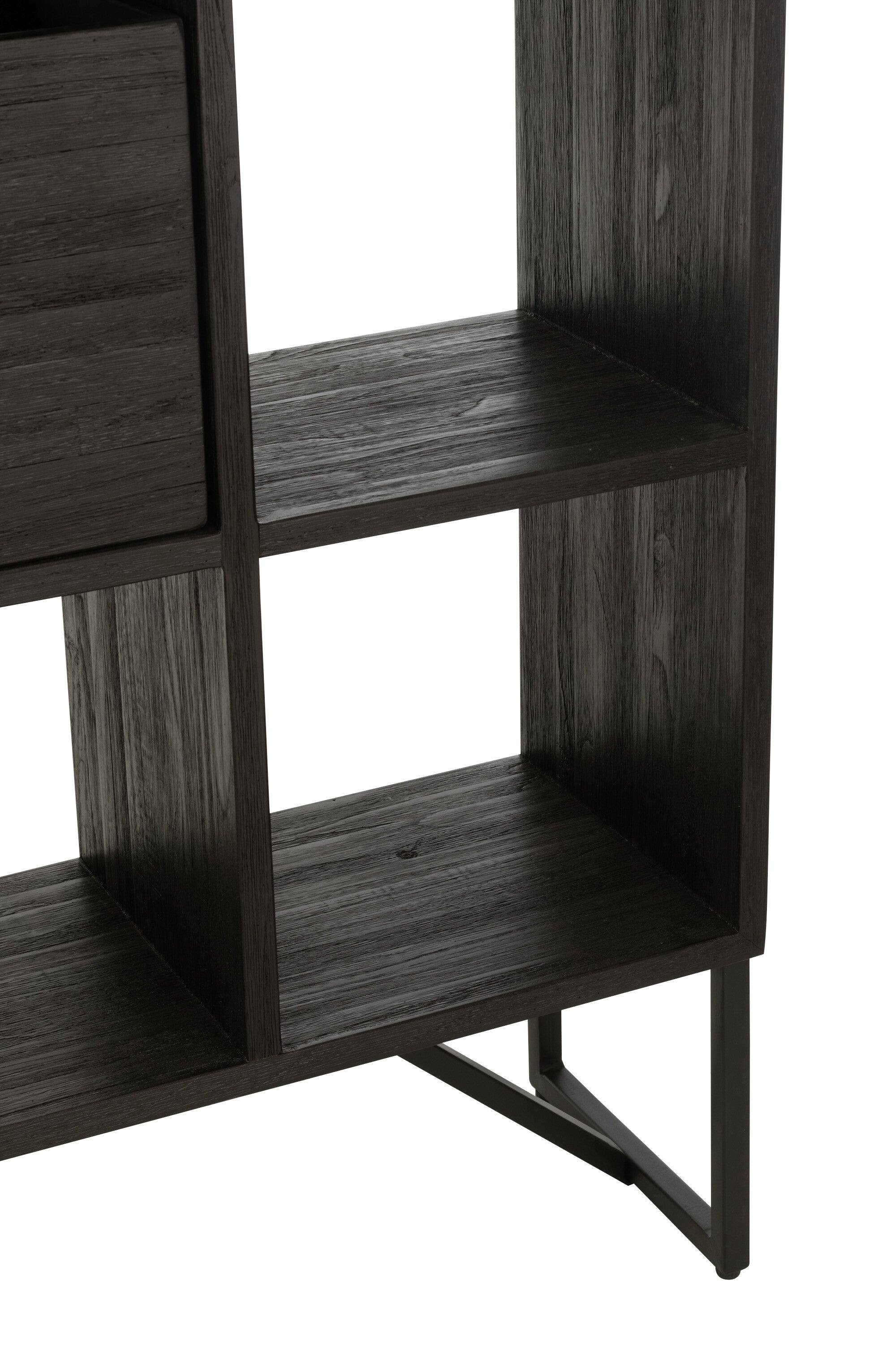 J-Line Kast Met Lades Gerecycleerd Teak Zwart