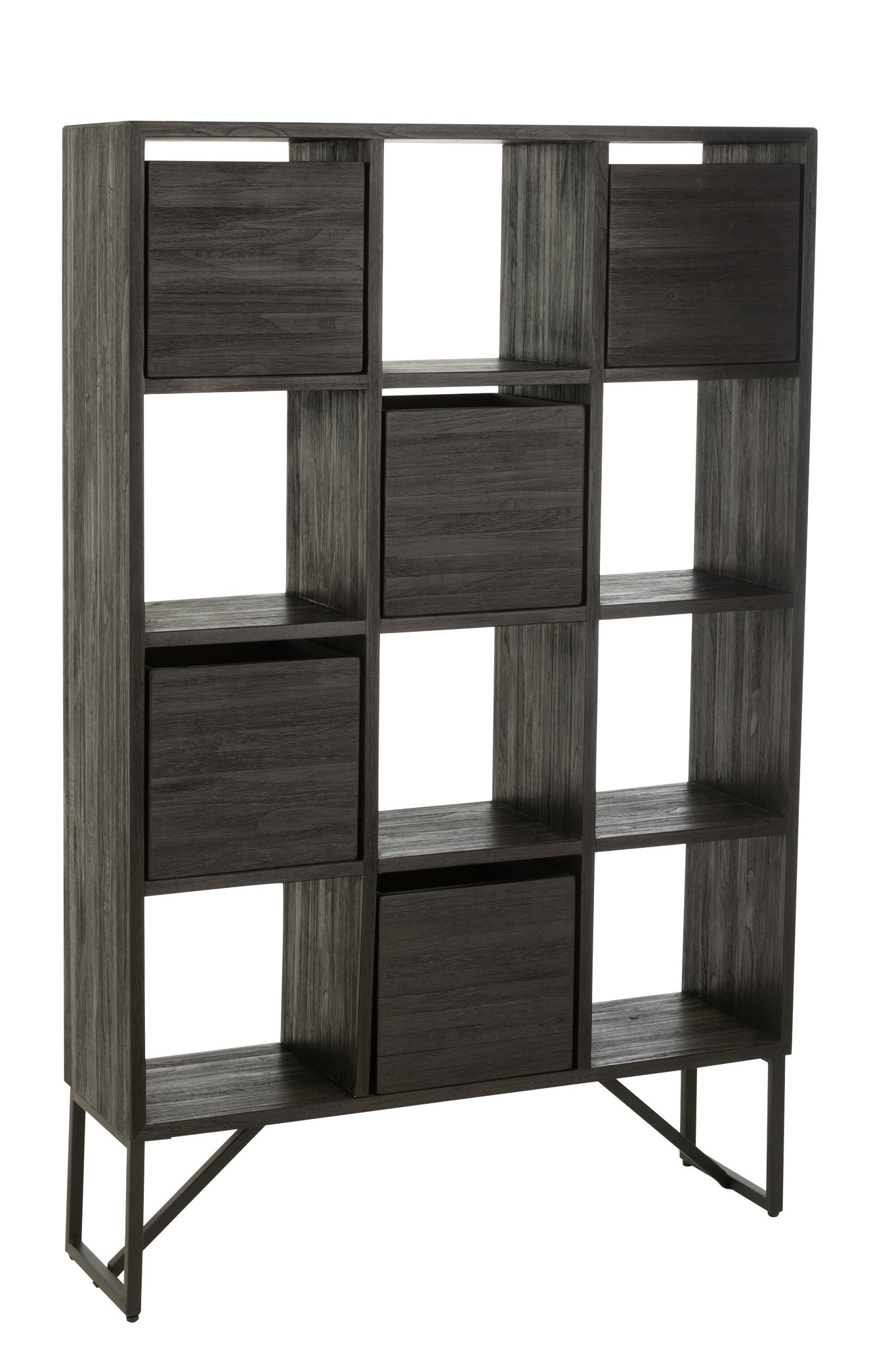 J-Line Kast Met Lades Gerecycleerd Teak Zwart