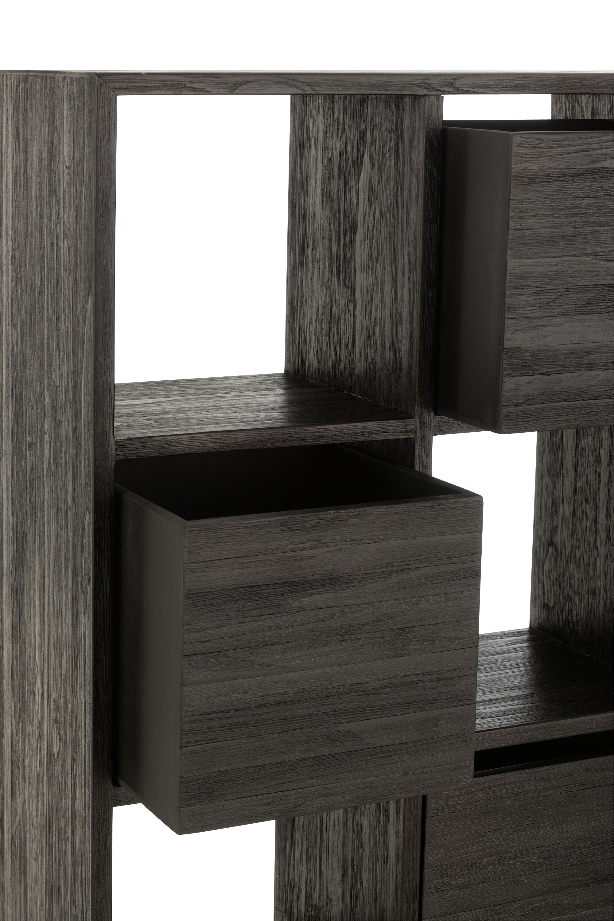 J-Line Kast Met Lades Gerecycleerd Teak Zwart