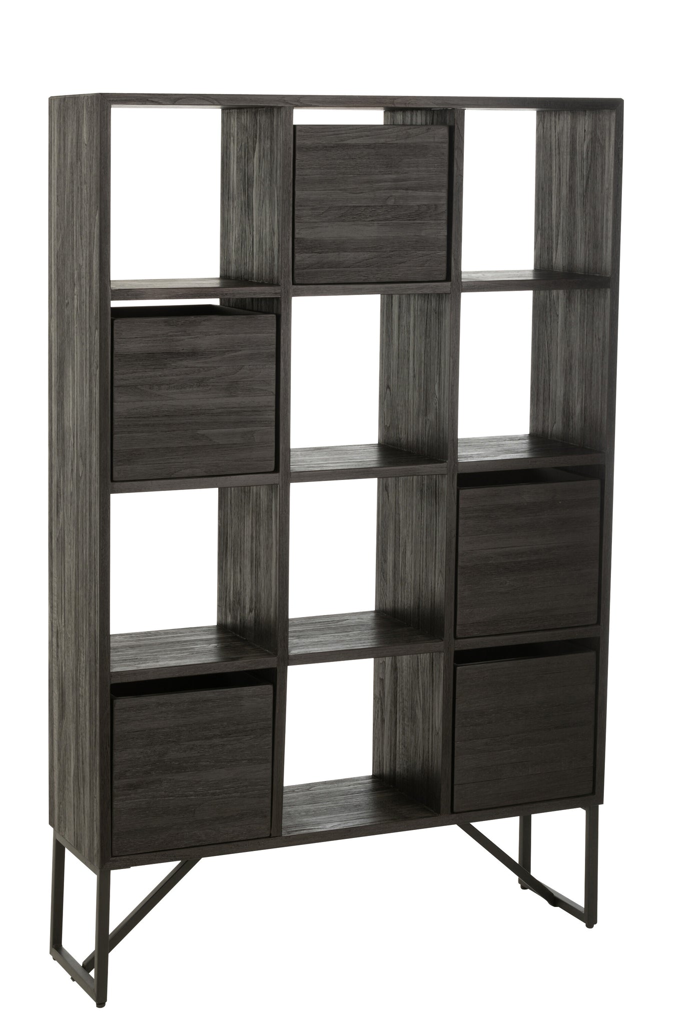 J-Line Kast Met Lades Gerecycleerd Teak Zwart
