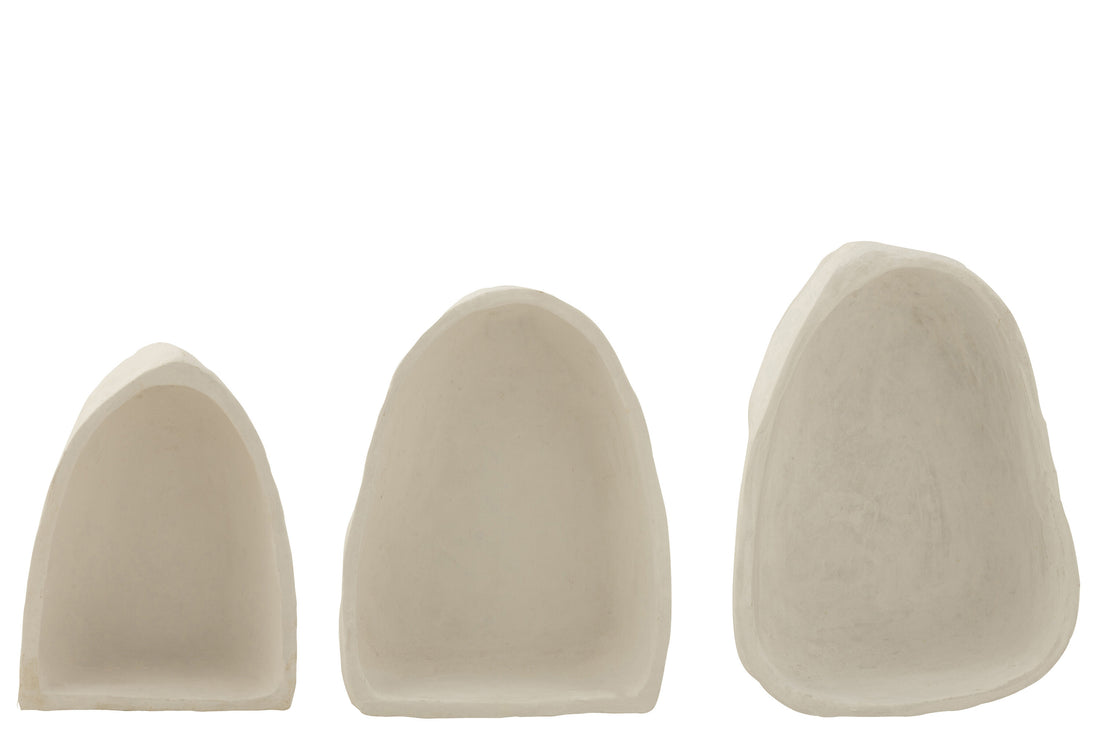 Set van 3 wandrekken papier-maché wit