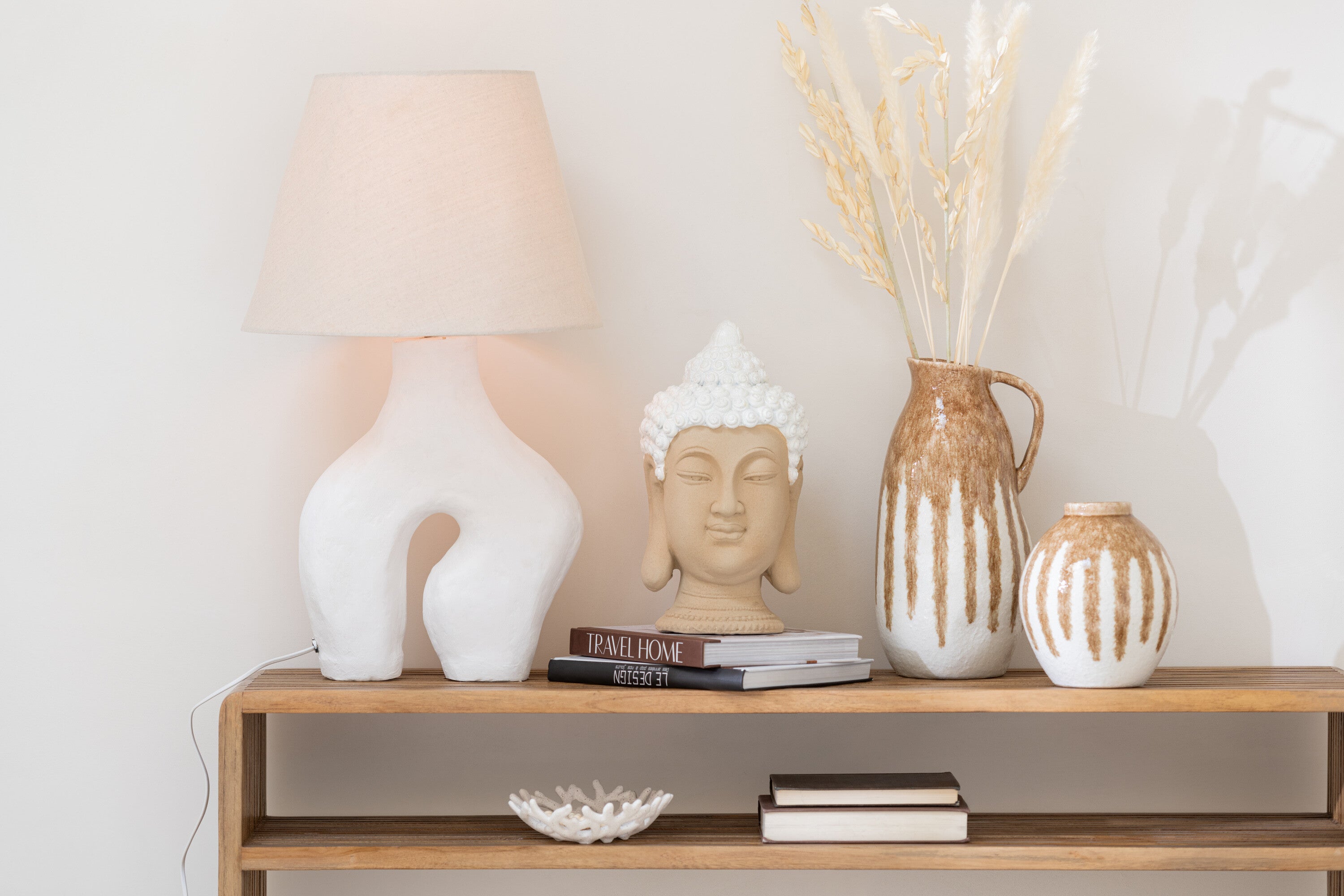 J-Line Lamp + Kap Poten Papier-mach - Wit