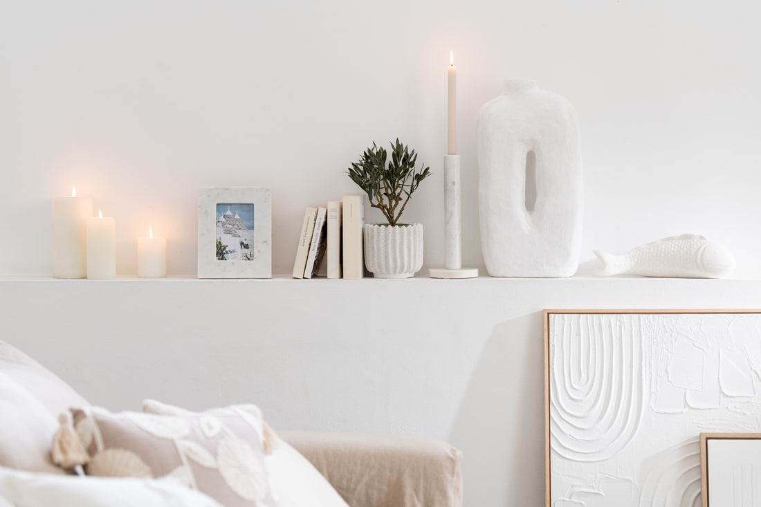 J-Line vaaspot Vierkant - papier mach - - wit