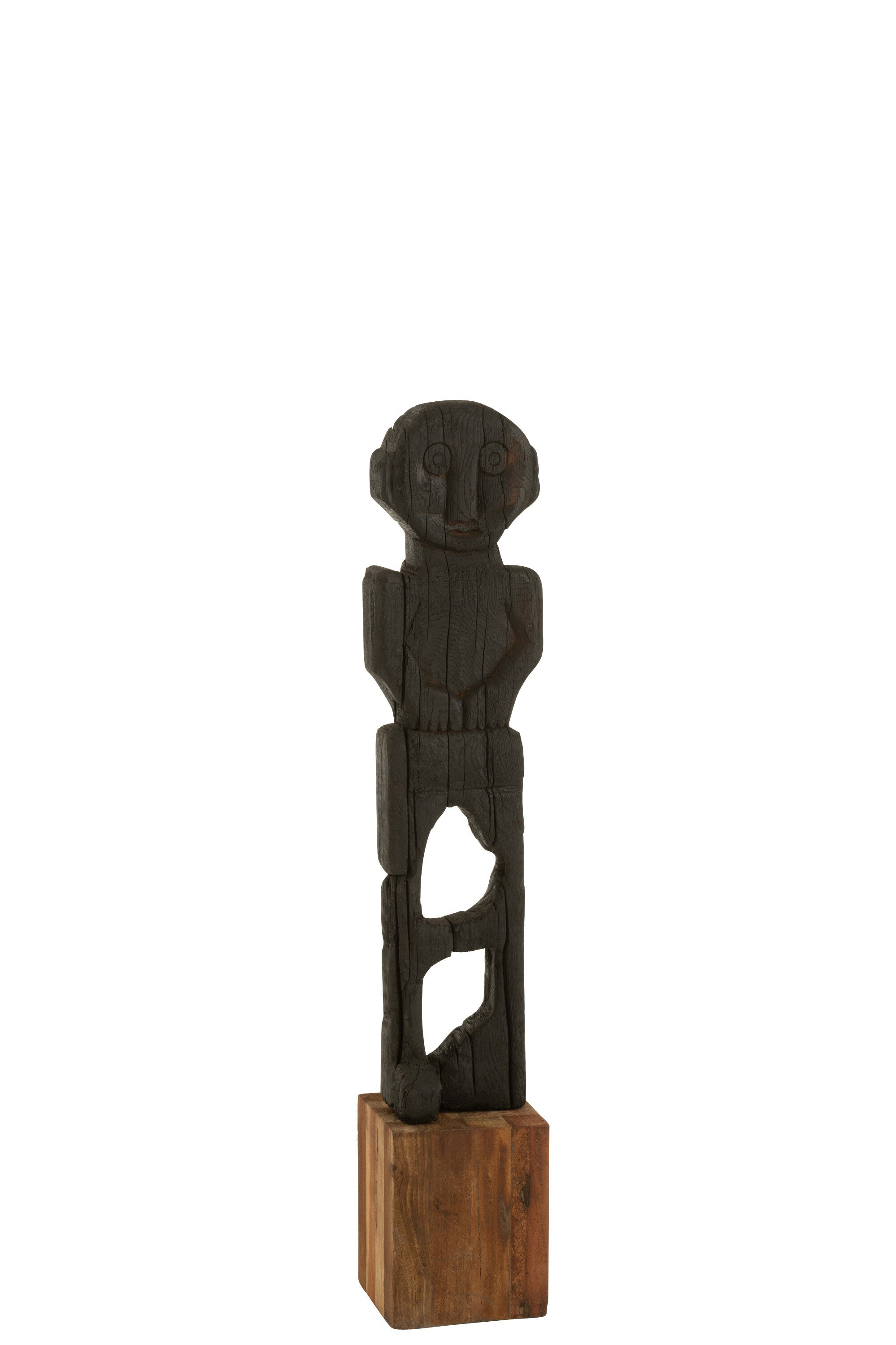 J-Line Statue Mara Gerecycleerd Hout Zwart/Naturel
