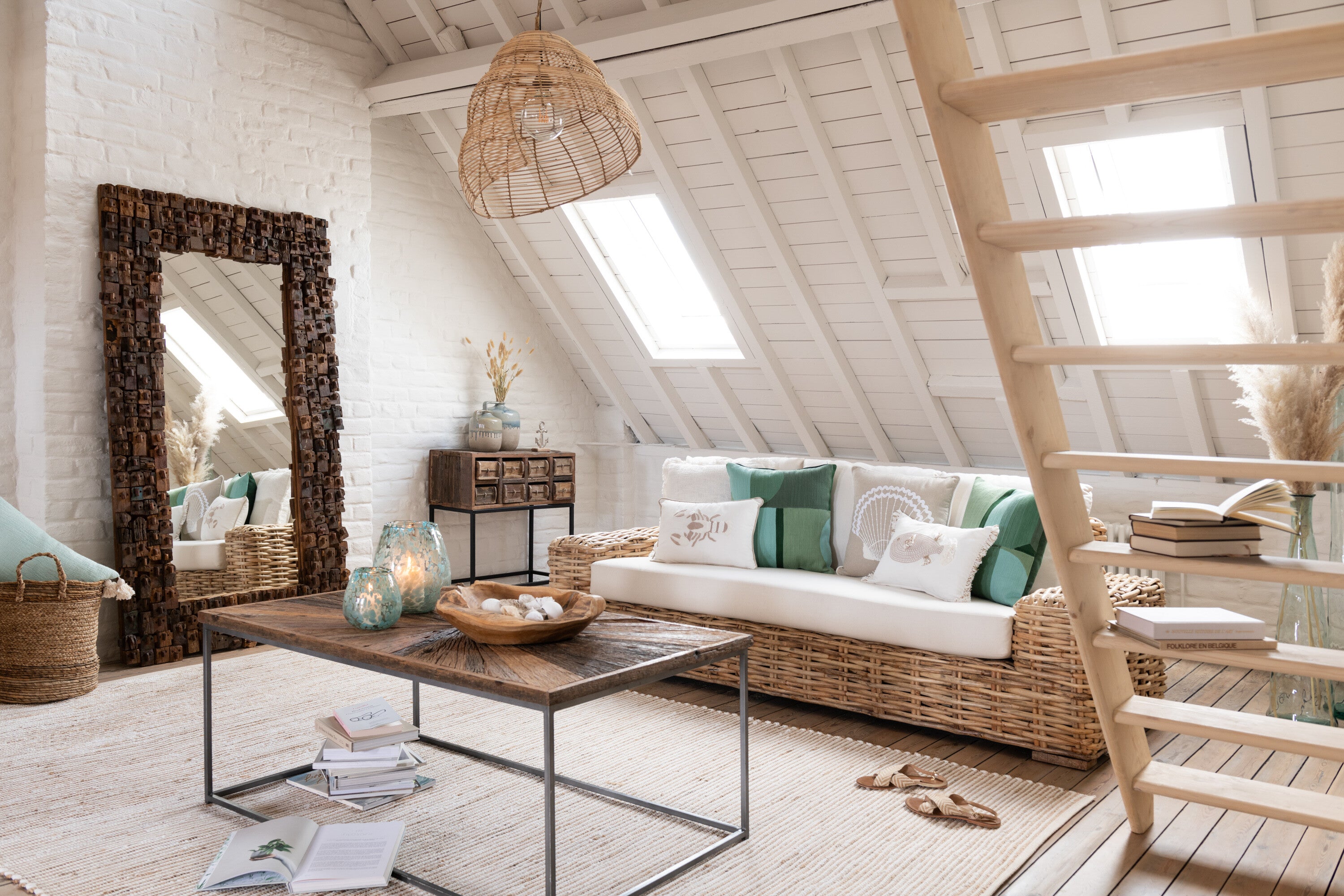 SPIEGEL SYMA GERECYCLED HOUT/ SPIEGEL NATUURLIJK GROOT