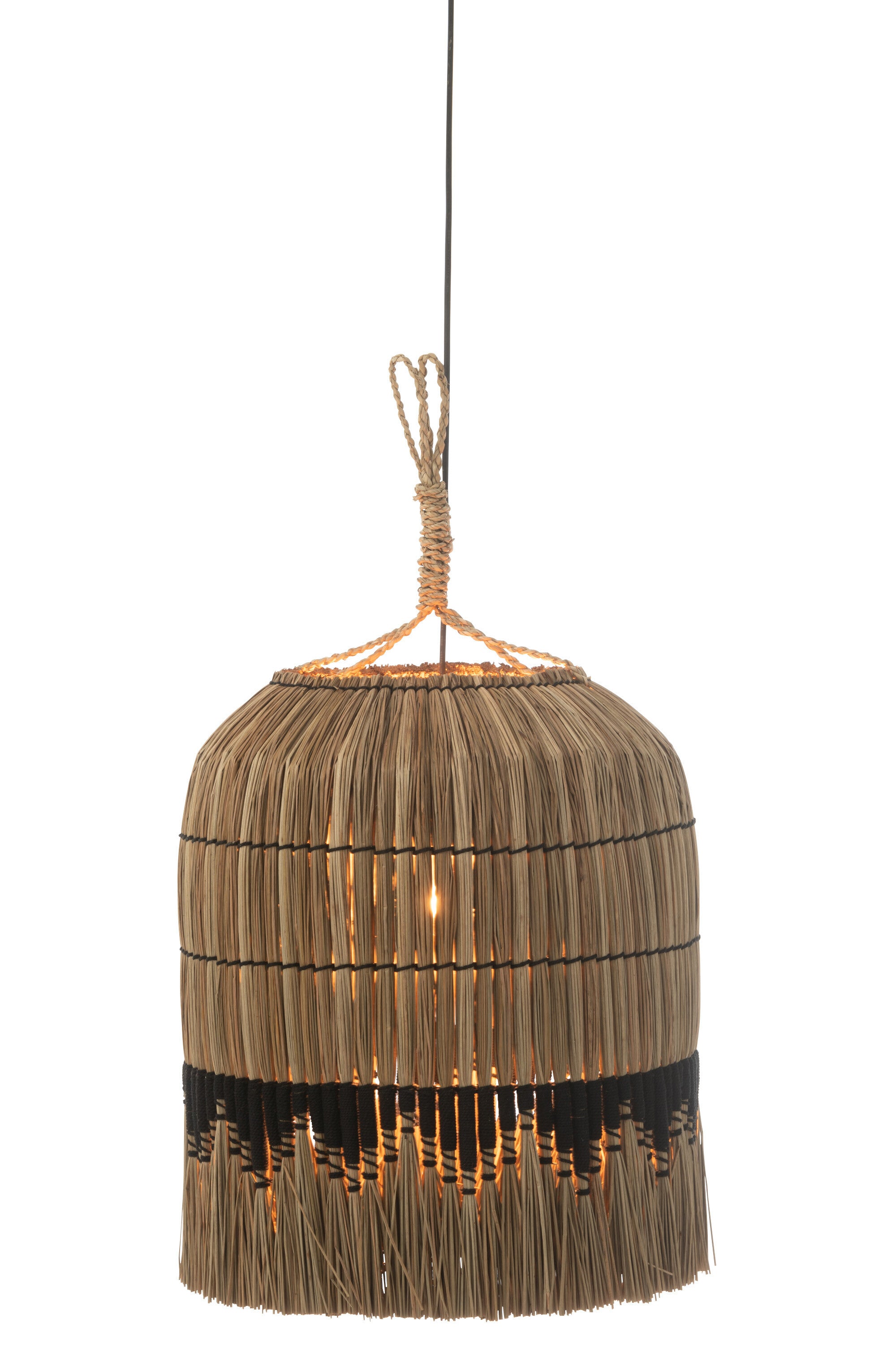 J-Line Hanglamp Motief Gras Naturel/Zwart