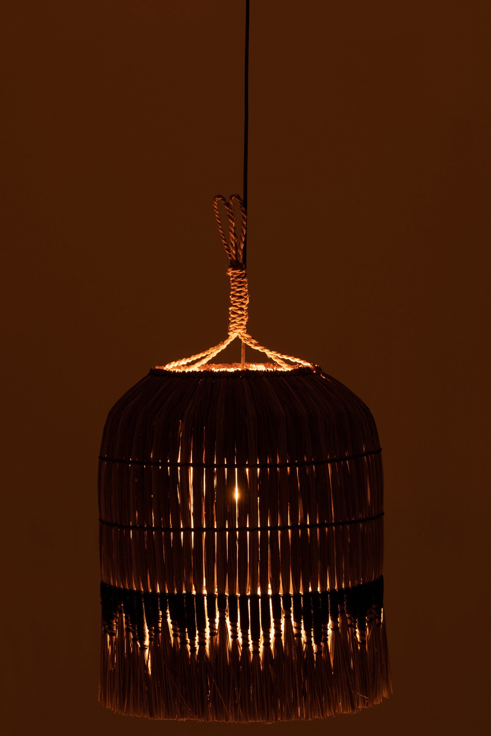 J-Line Hanglamp Motief Gras Naturel/Zwart