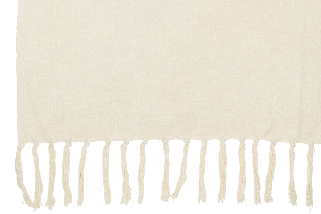 J-Line Plaid Franjes Katoen Ecru