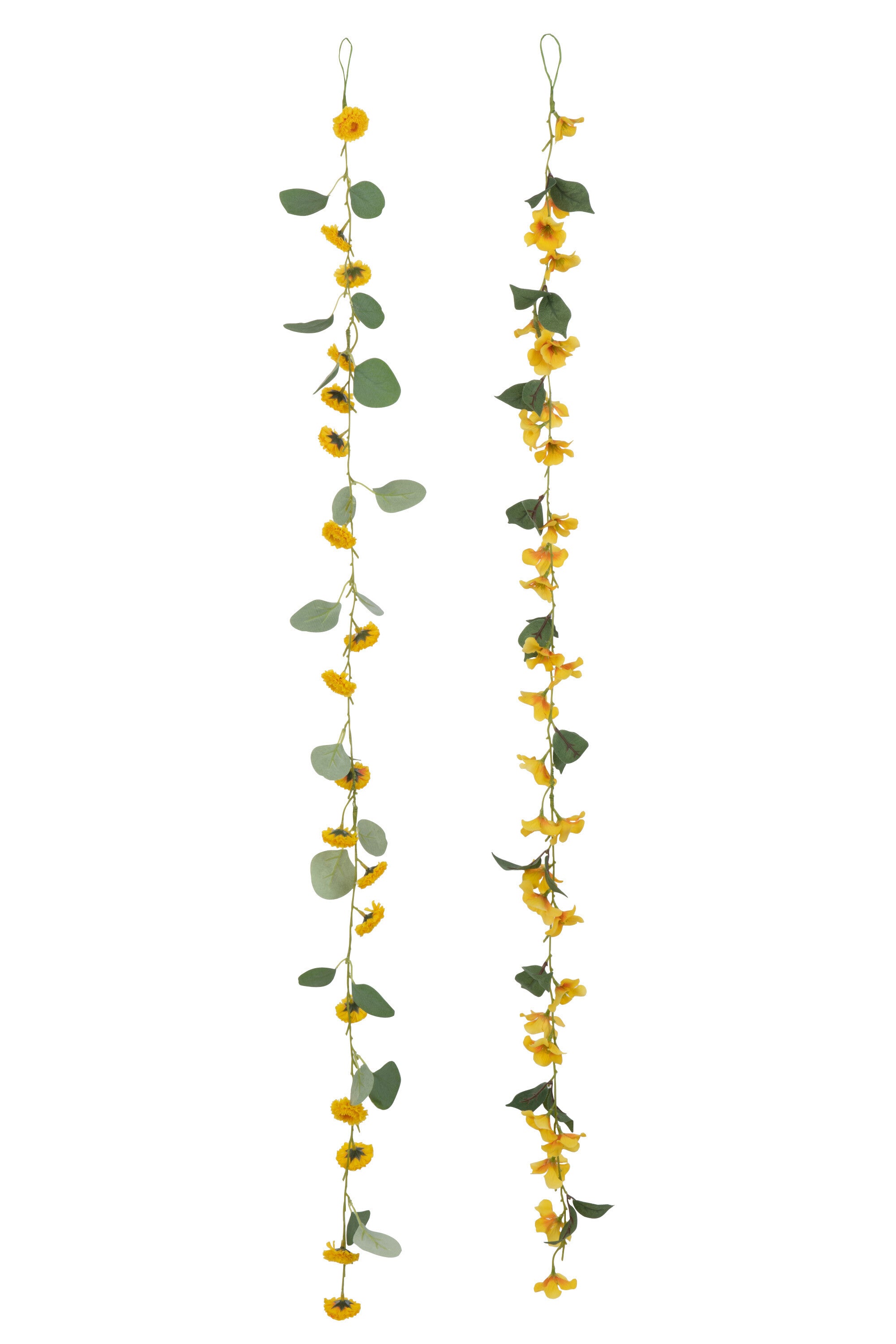 Guirlande Bloemen+Bladeren Plastic Geel/Groen Assortiment Van 2