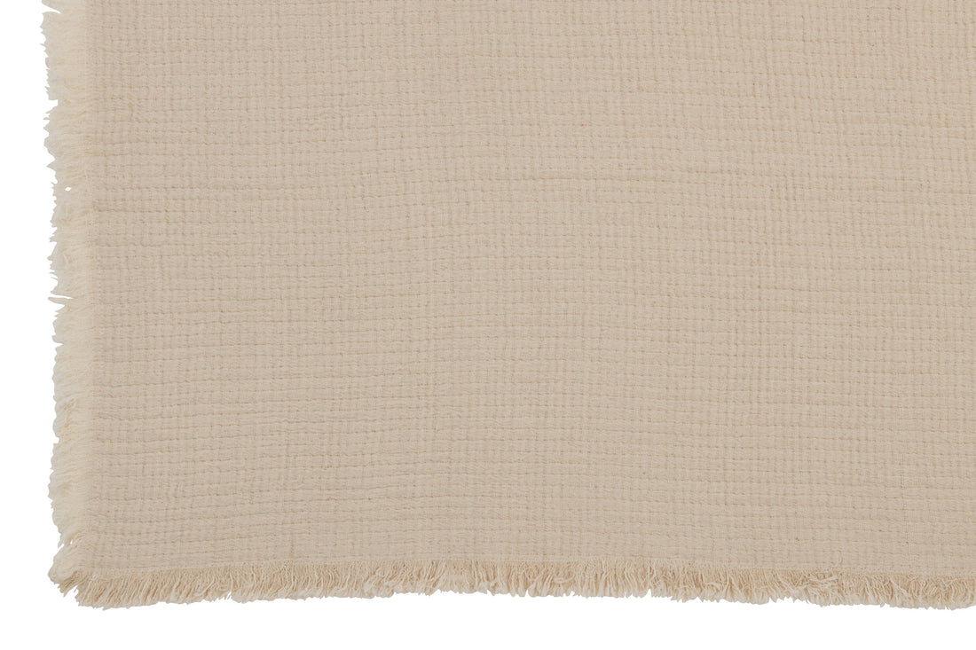 J-Line Plaid Franjes Katoen Mousseline Licht Beige