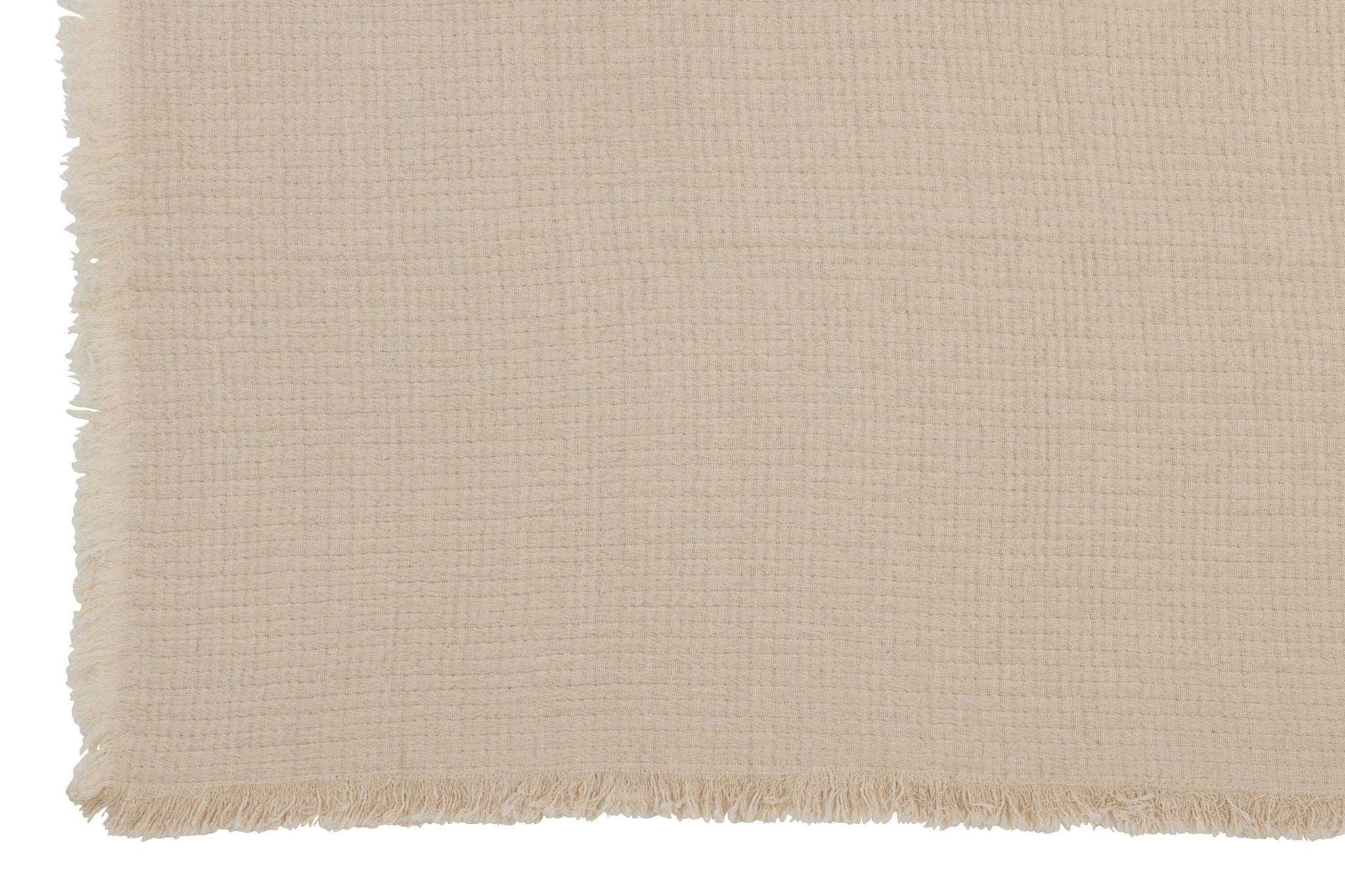 J-Line Plaid Franjes Katoen Mousseline Licht Beige