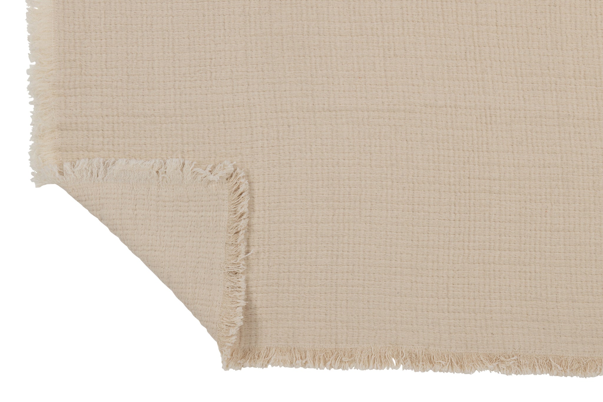 J-Line Plaid Franjes Katoen Mousseline Licht Beige