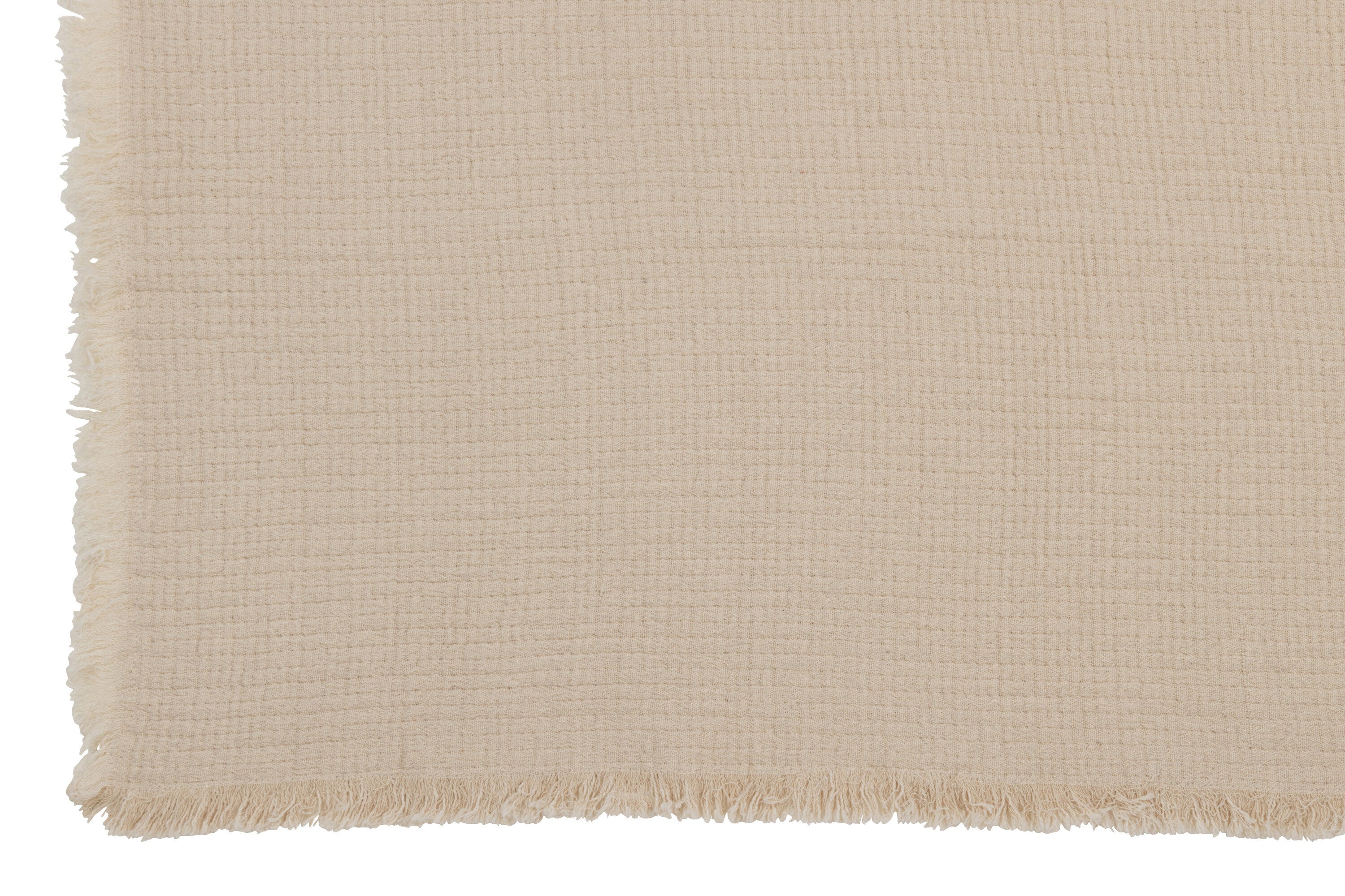 J-Line Plaid Franjes Katoen Mousseline Licht Beige