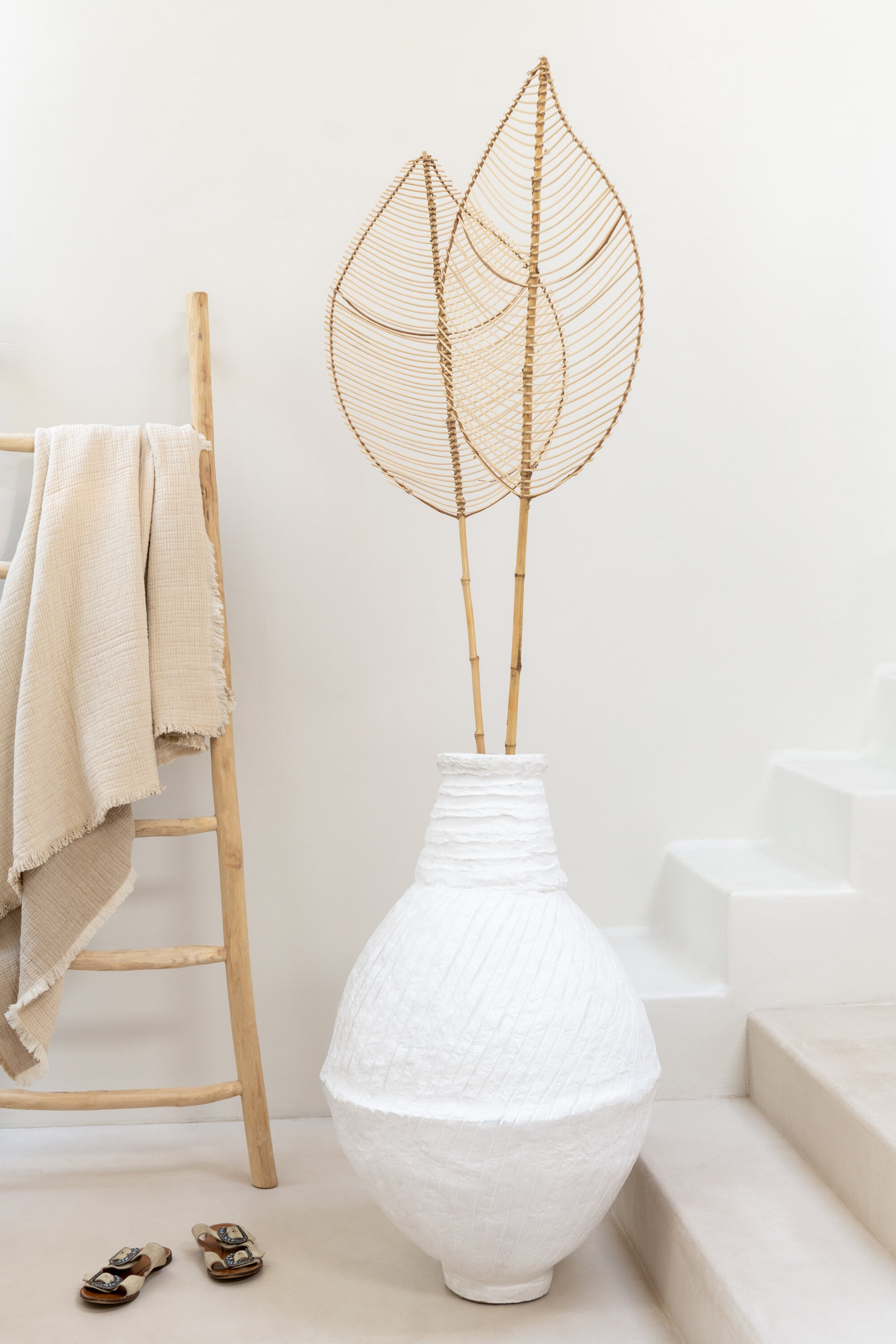 J-Line Plaid Franjes Katoen Mousseline Licht Beige