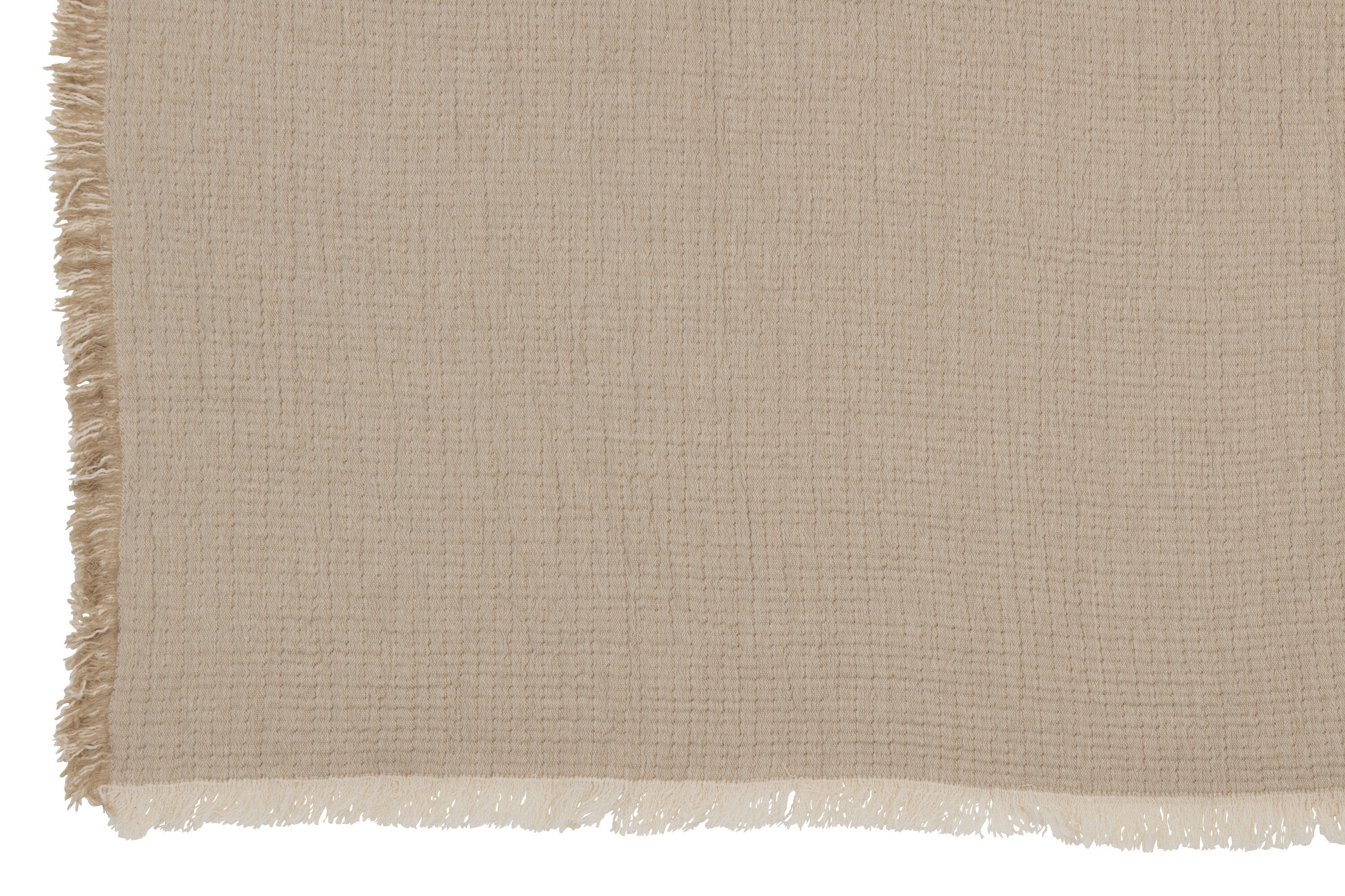 J-Line Plaid franjes - katoen - donkerbeige