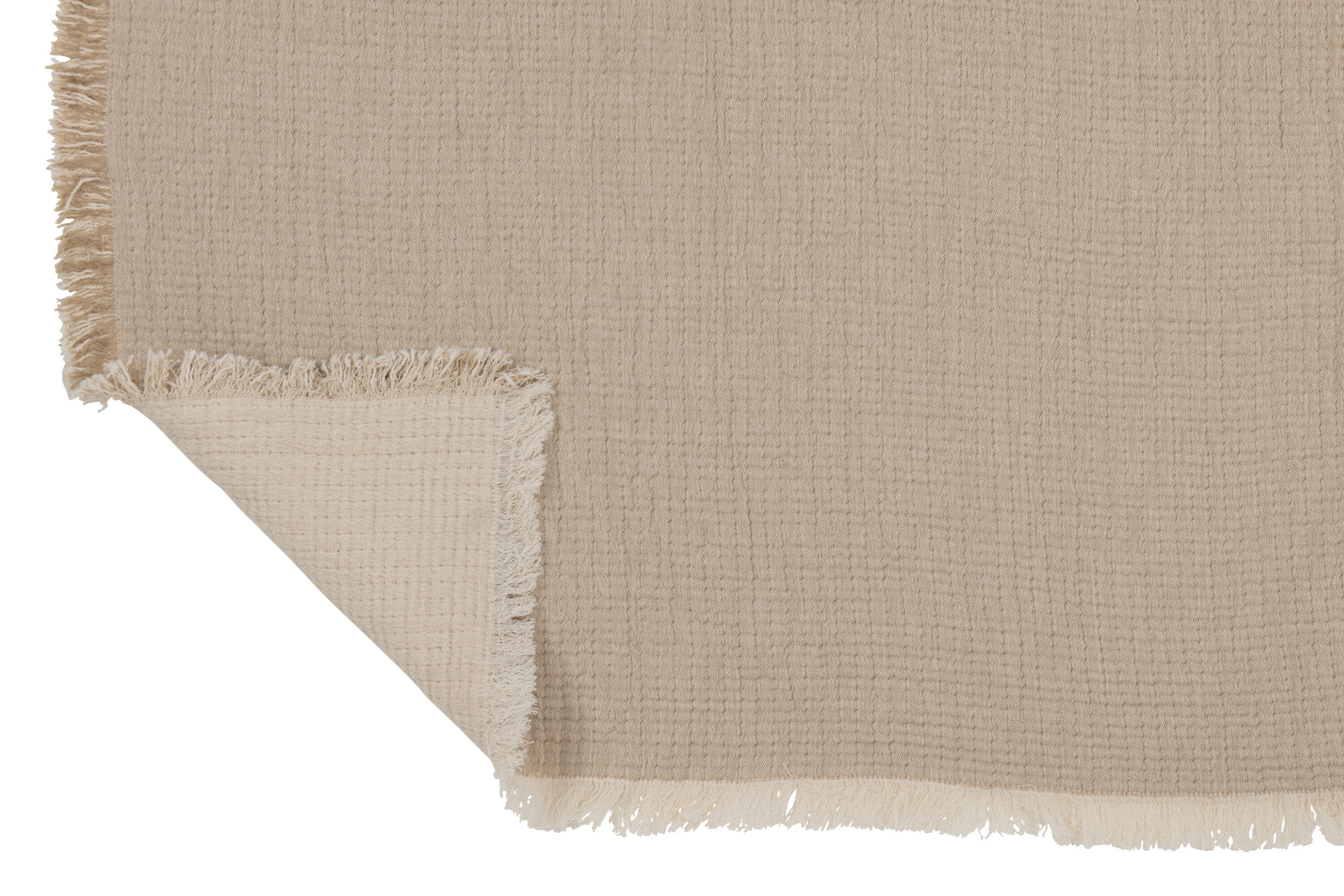 J-Line Plaid franjes - katoen - donkerbeige