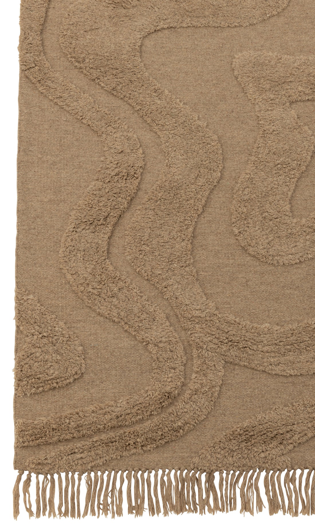 Handgetufte Curves/Franjes Wol Beige