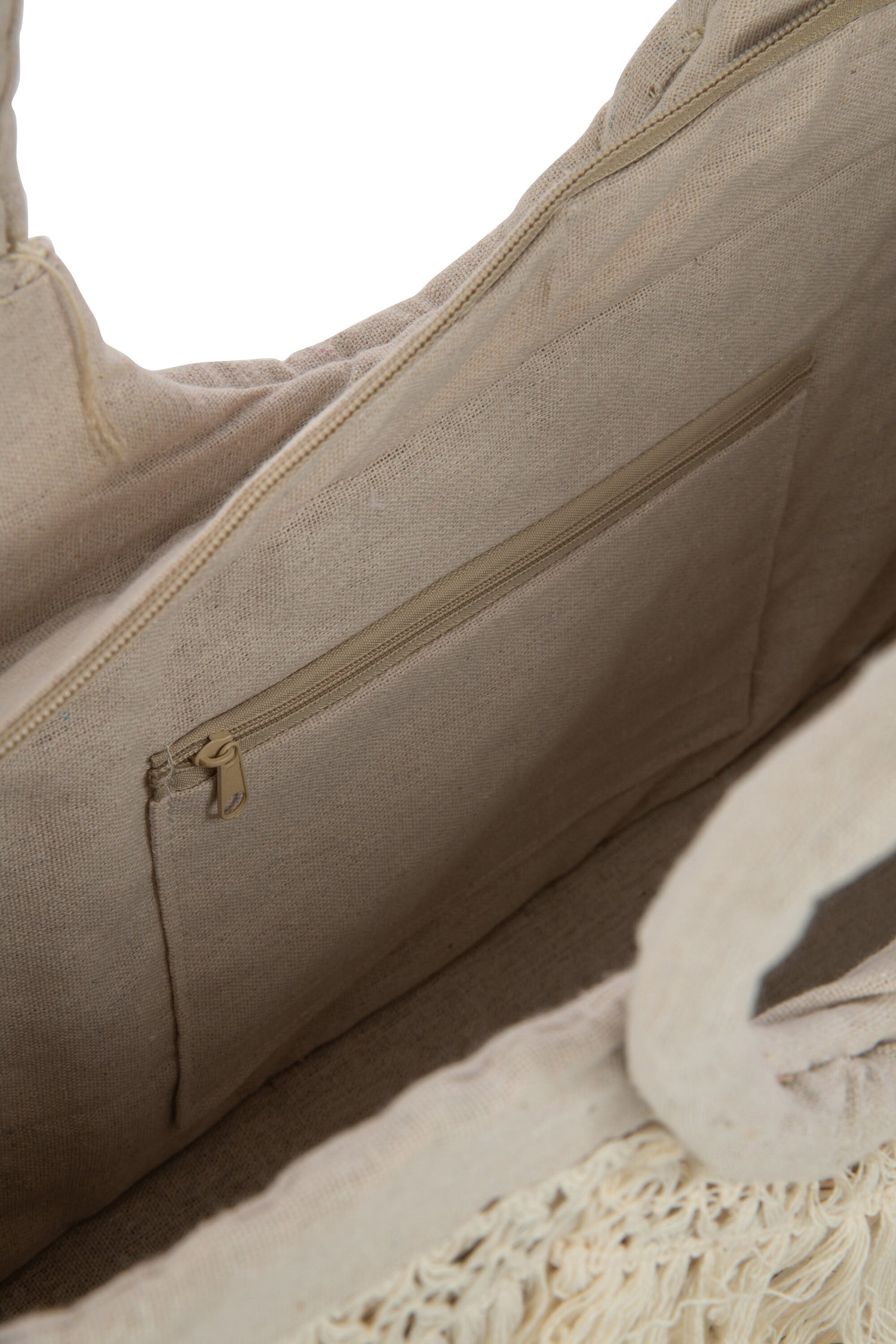 J-Line Strandtas Franjes Gevlochten Zeegras Nat/Creme