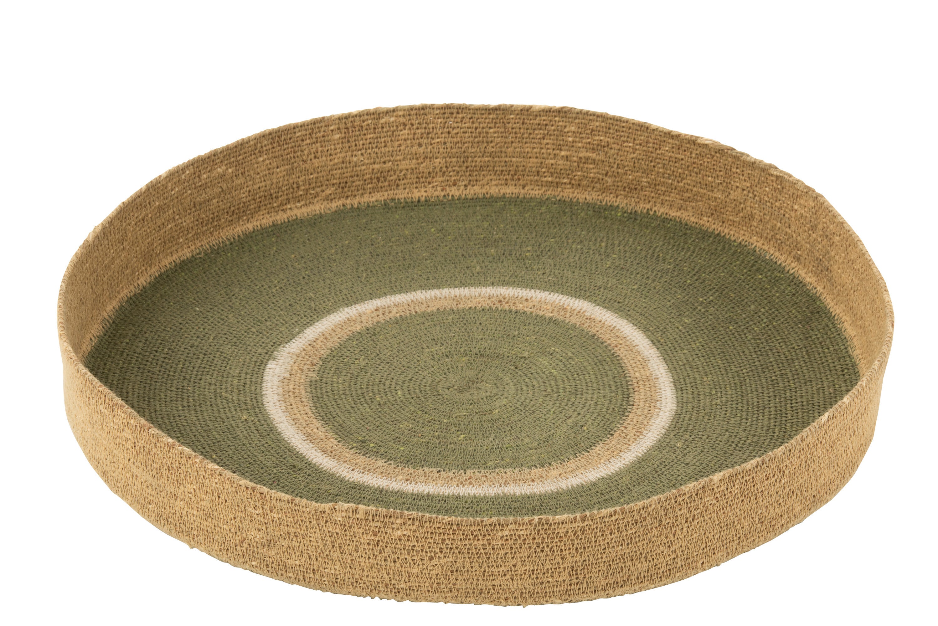 J-Line Plateau Rond+Cirkels Zeegras Groen/Naturel