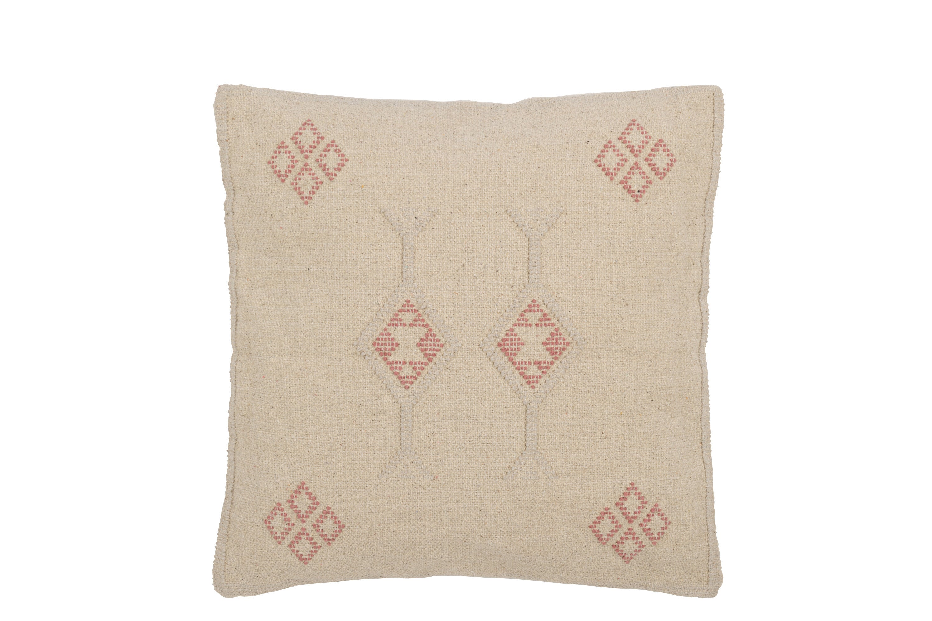 J-Line Kussen Diamanten+Pijlen Katoen Creme/Roze