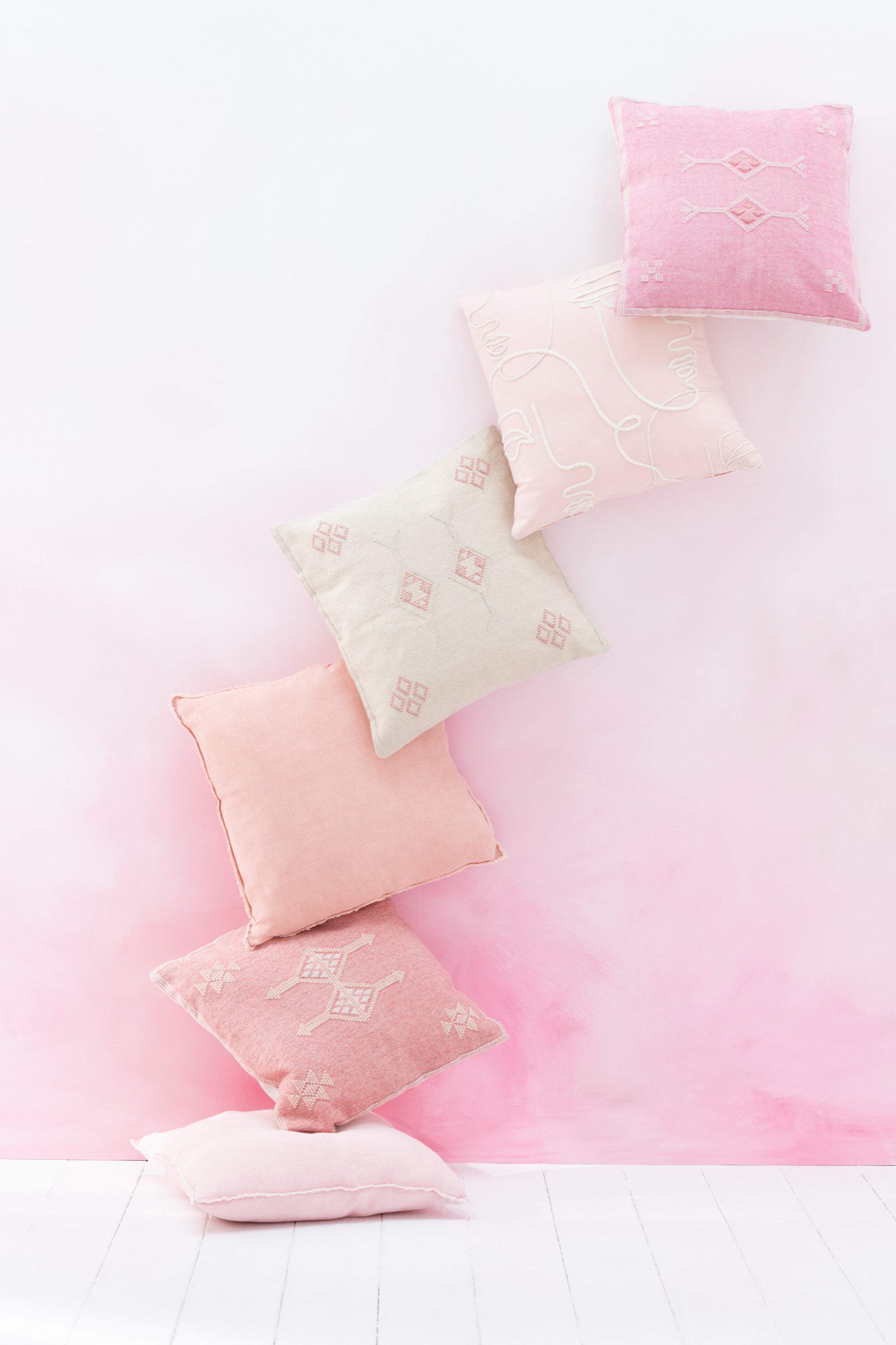 J-Line Kussen Diamanten+Pijlen Katoen Roze