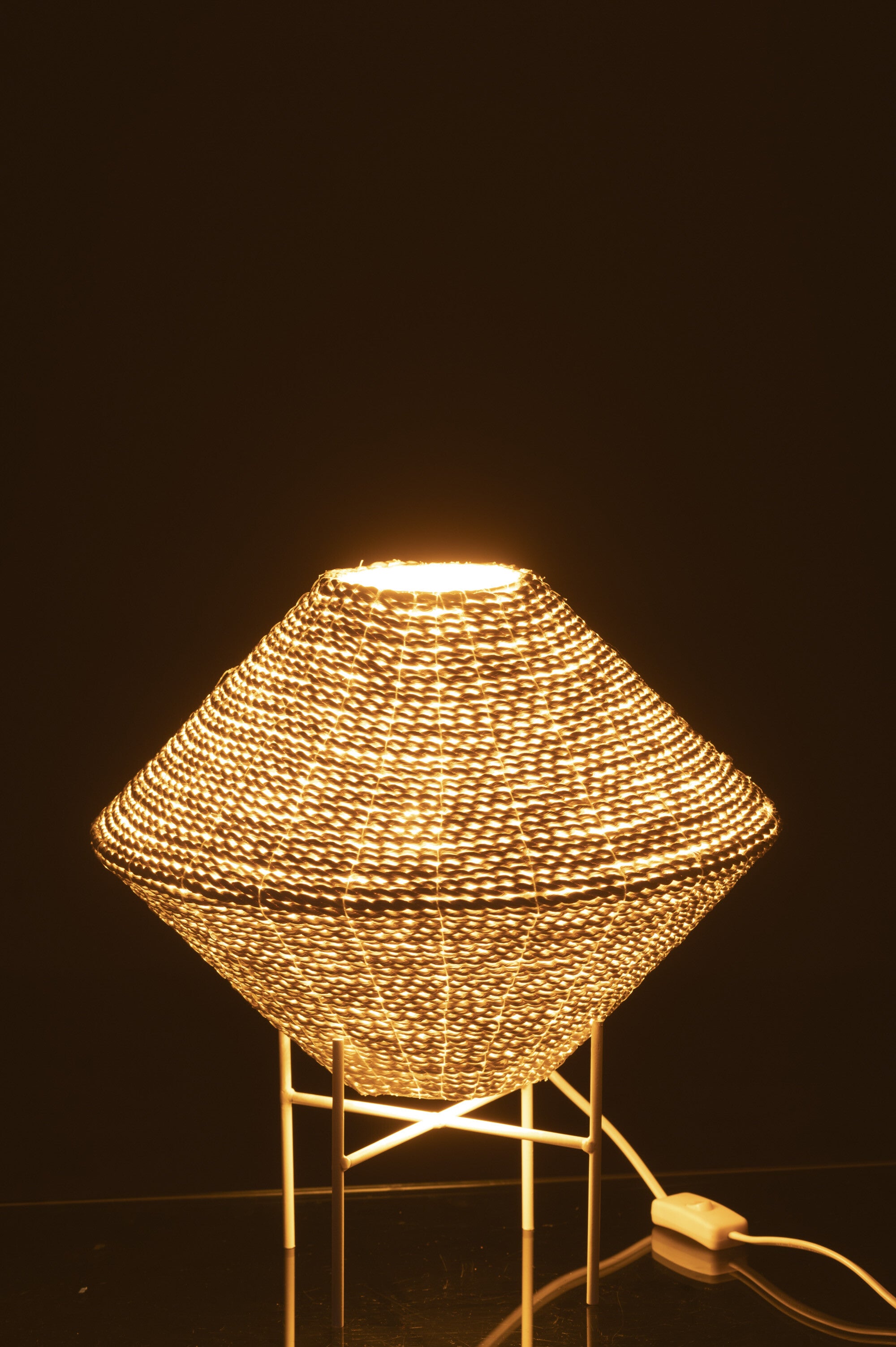 J-Line Hanglamp Ufo Raffia Wit Klein