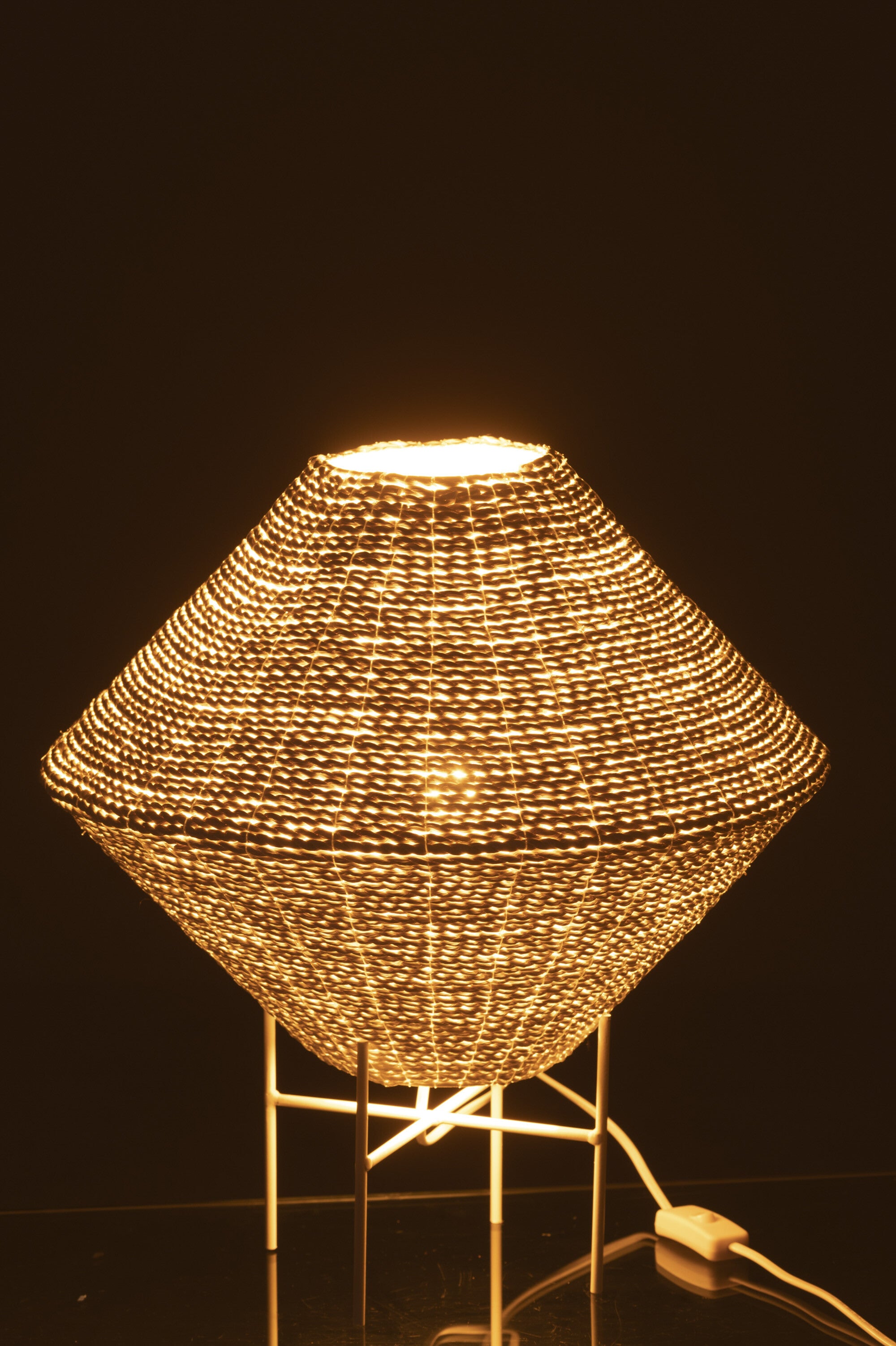 J-Line Hanglamp Ufo Raffia Wit Groot