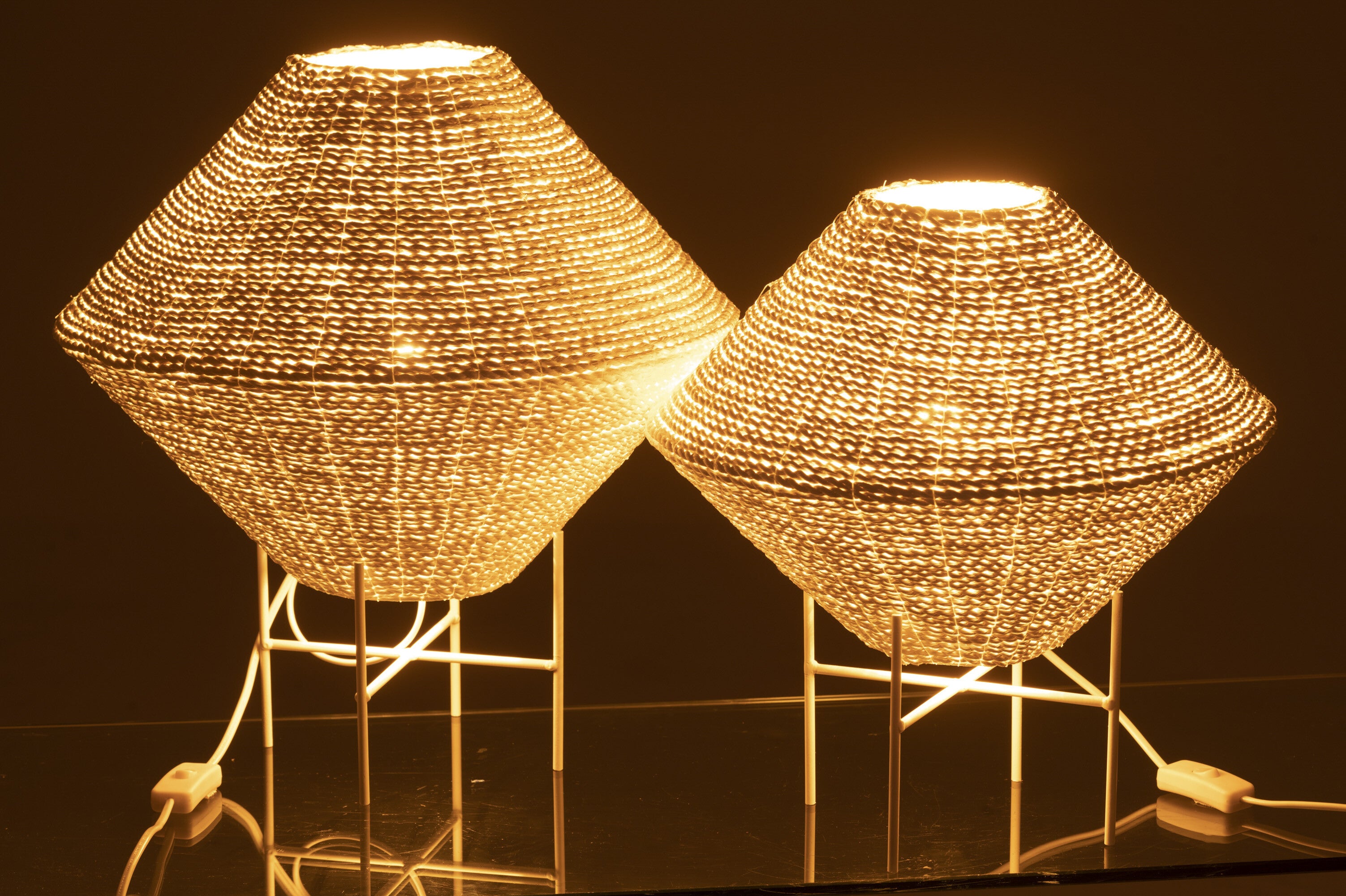 J-Line Hanglamp Ufo Raffia Wit Groot