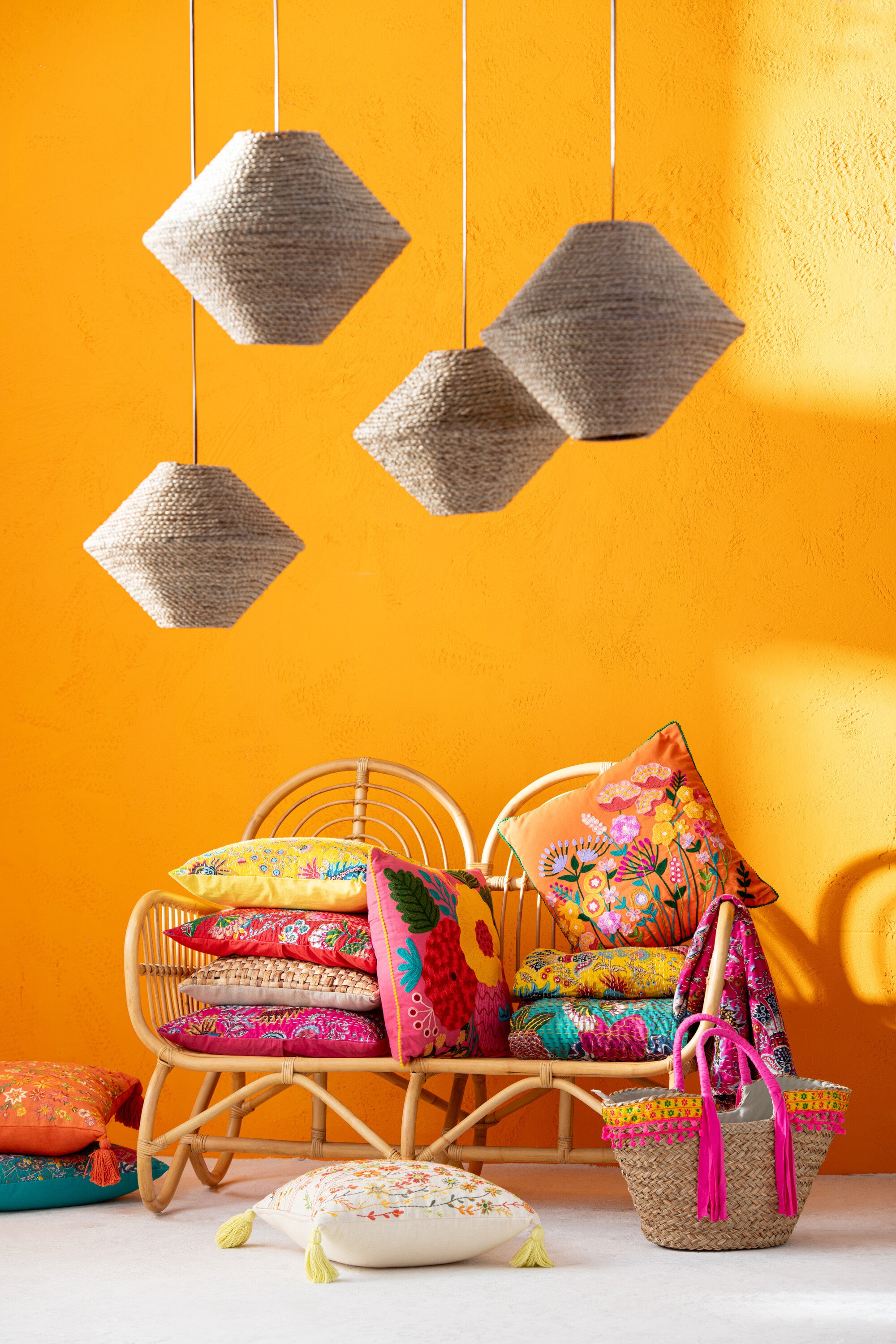 J-Line Hanglamp Ufo Zeegras Naturel Small