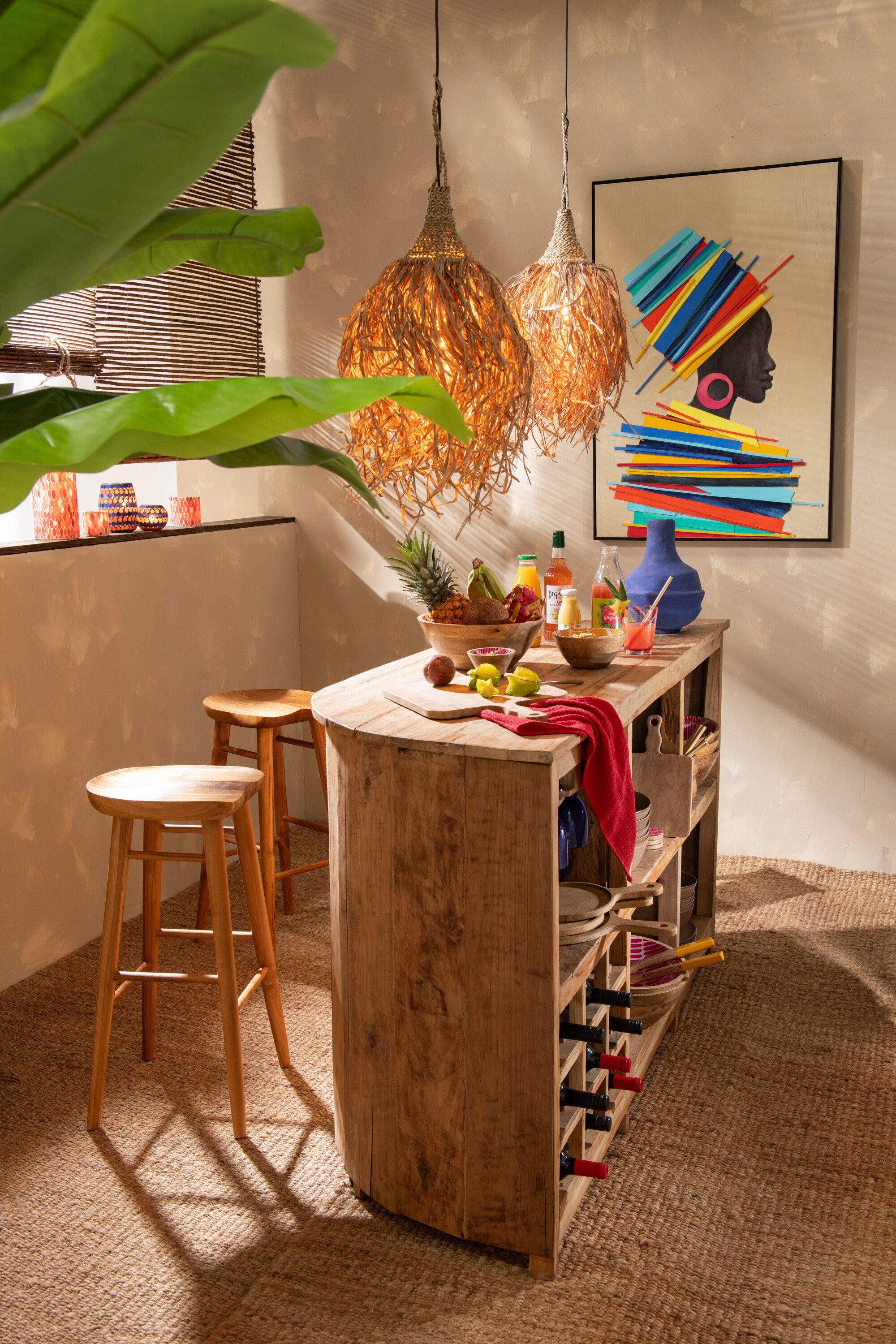 J-Line Hangende Lamp Kwast Zeegras Naturel