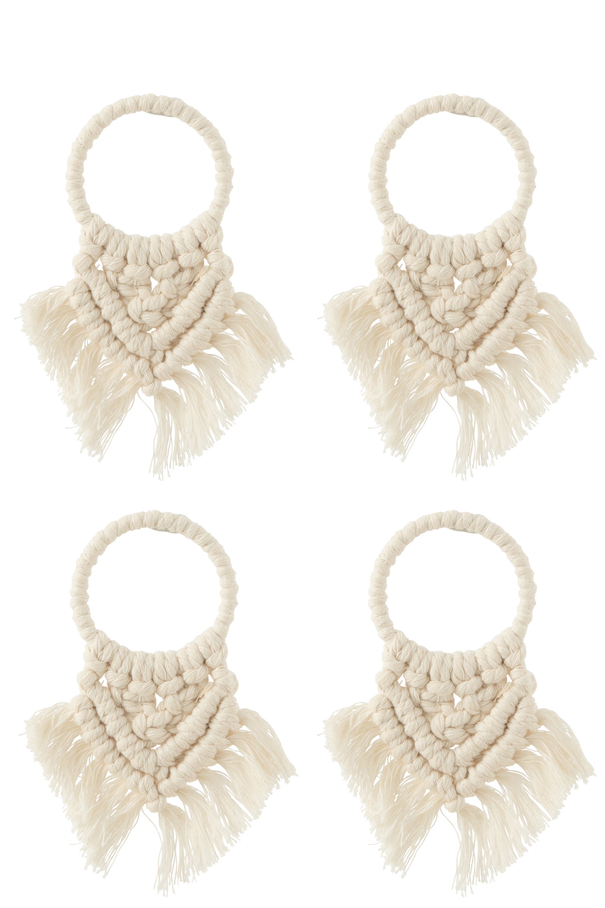 J-Line Set Van 4 Servetring Macram - Polyester Beige