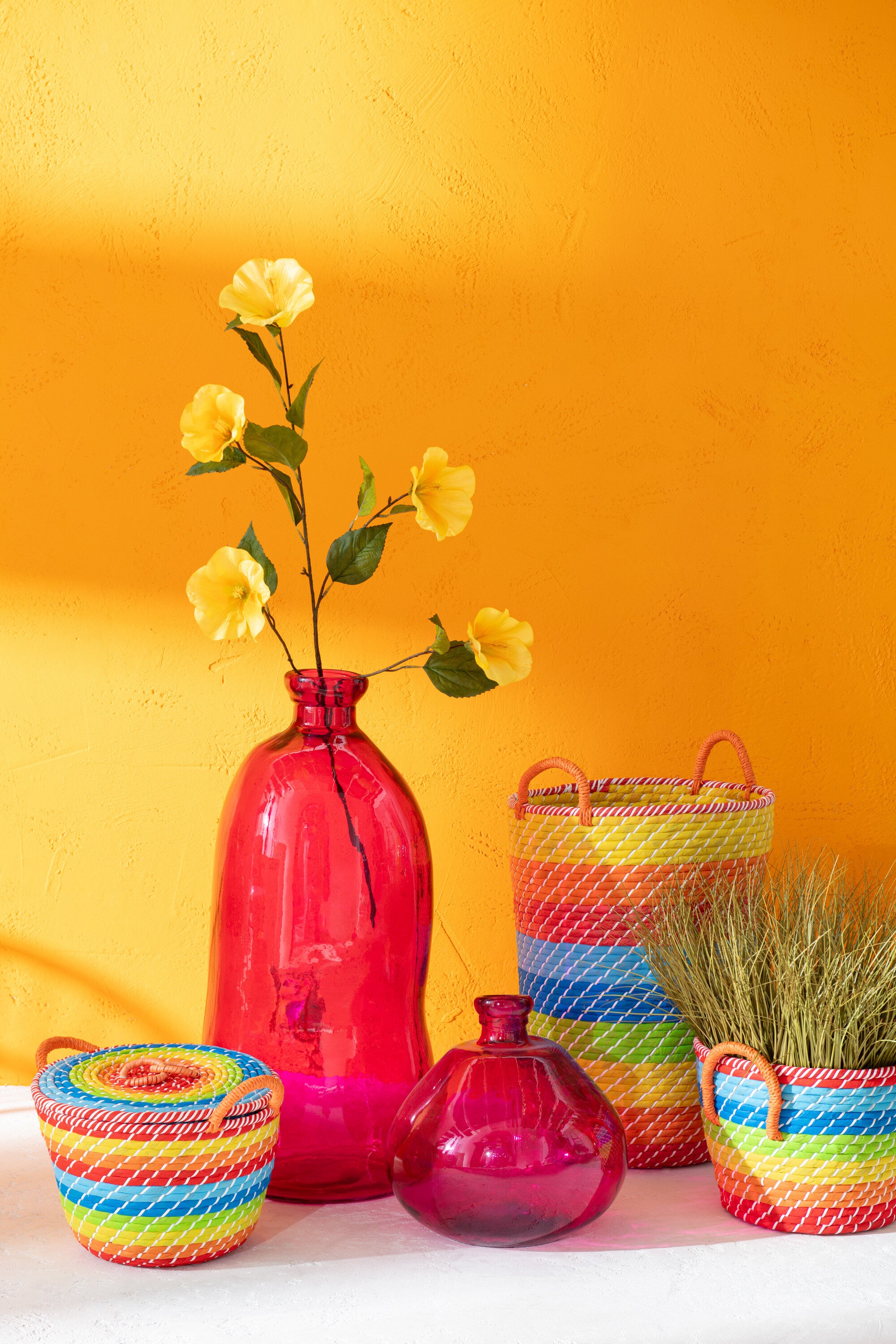 J-Line Vaas Ovaal - glas - fuchsia