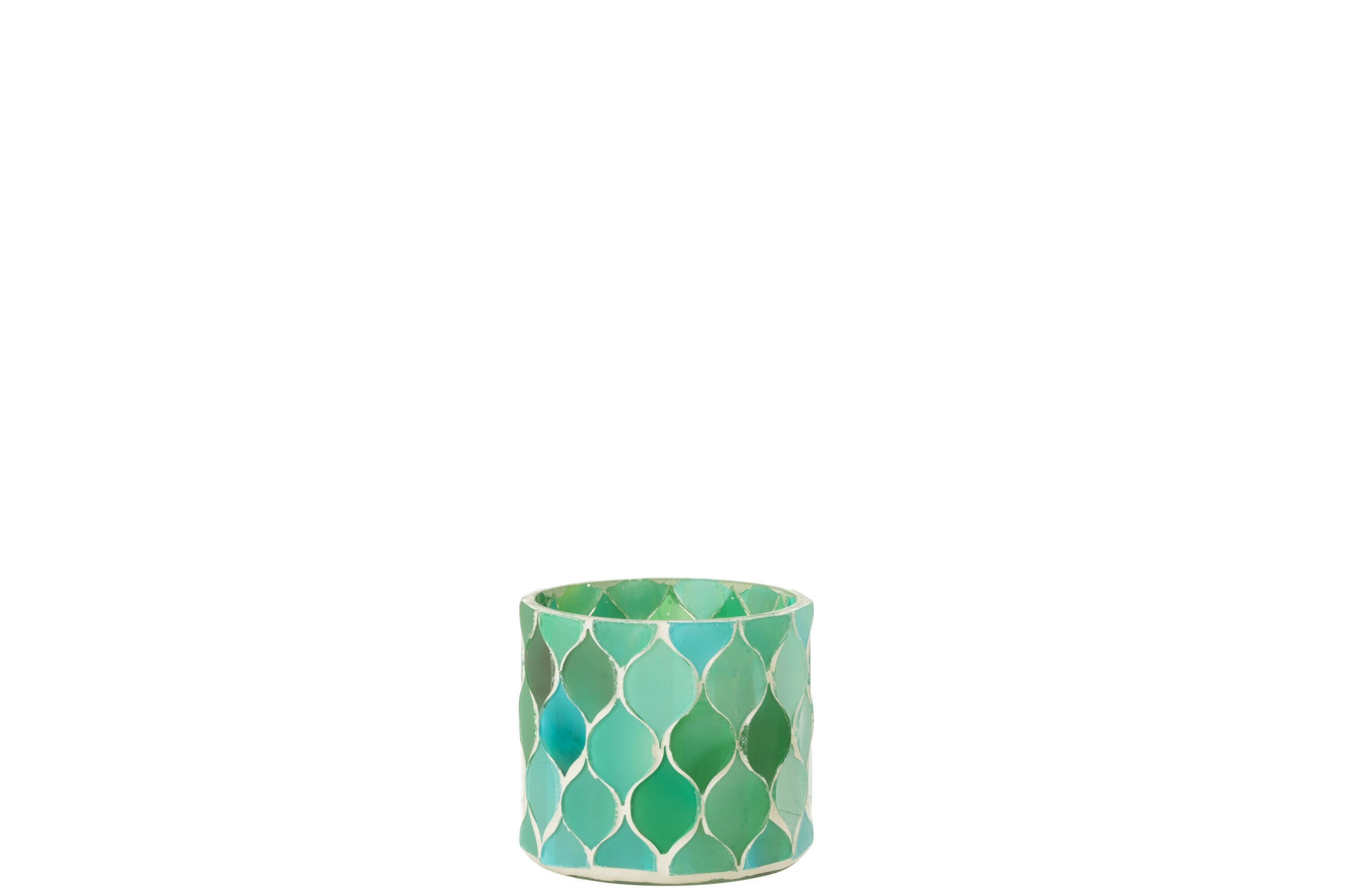 J-Line Theelicht Houder Mozaiek Diamant Glas Blauw/Groen Small