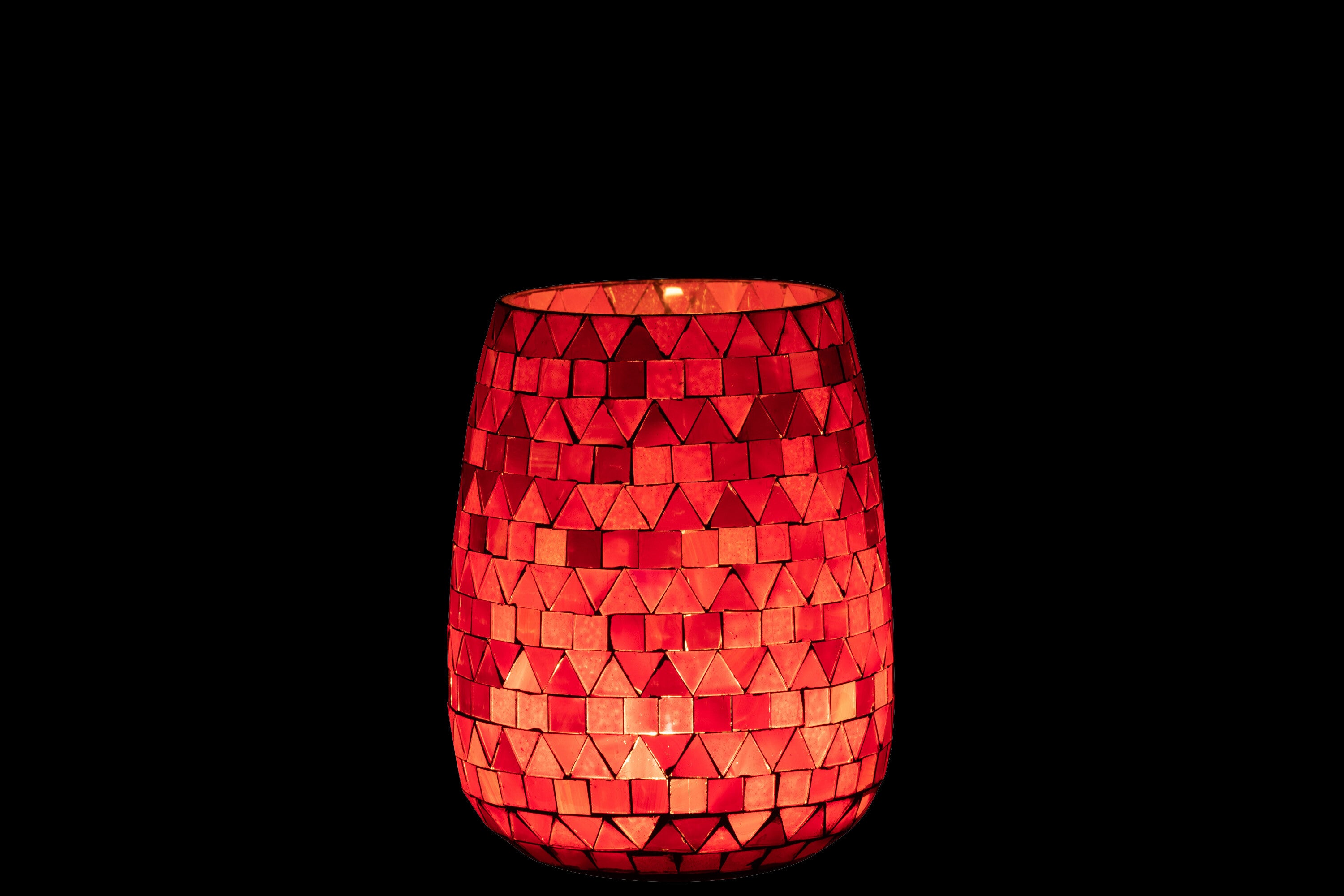 HURRICANE MOZAÏEK DRIEHOEK GLAS ROOD/ROZE MEDIUM