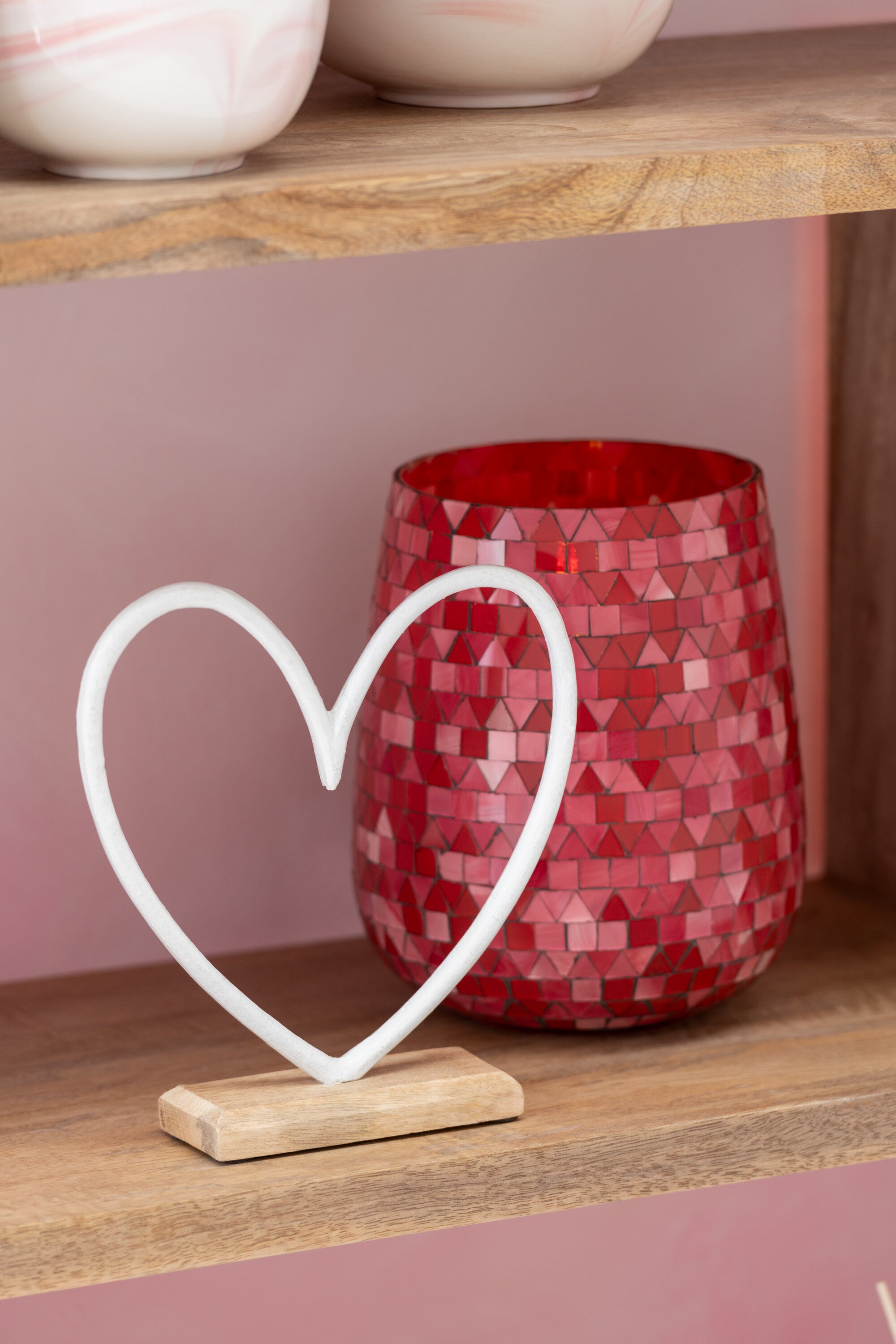 HURRICANE MOZAÏEK DRIEHOEK GLAS ROOD/ROZE MEDIUM