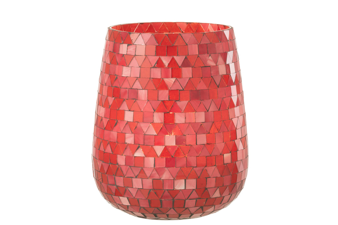 Stormlamp MOZAÏEK DRIEHOEK GLAS ROOD/ROZE GROOT