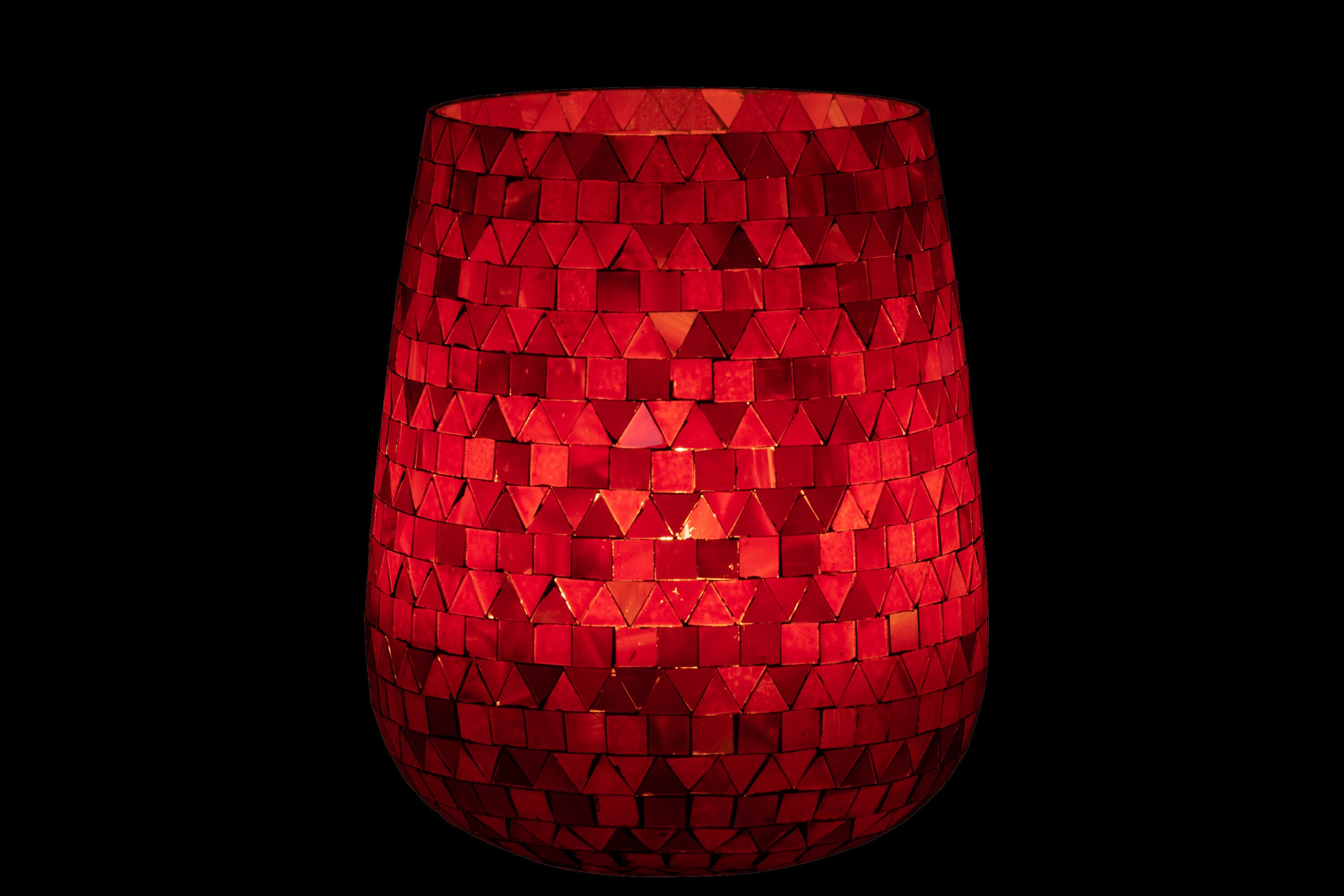 HURRICANE MOZAÏEK DRIEHOEK GLAS ROOD/ROZE GROOT
